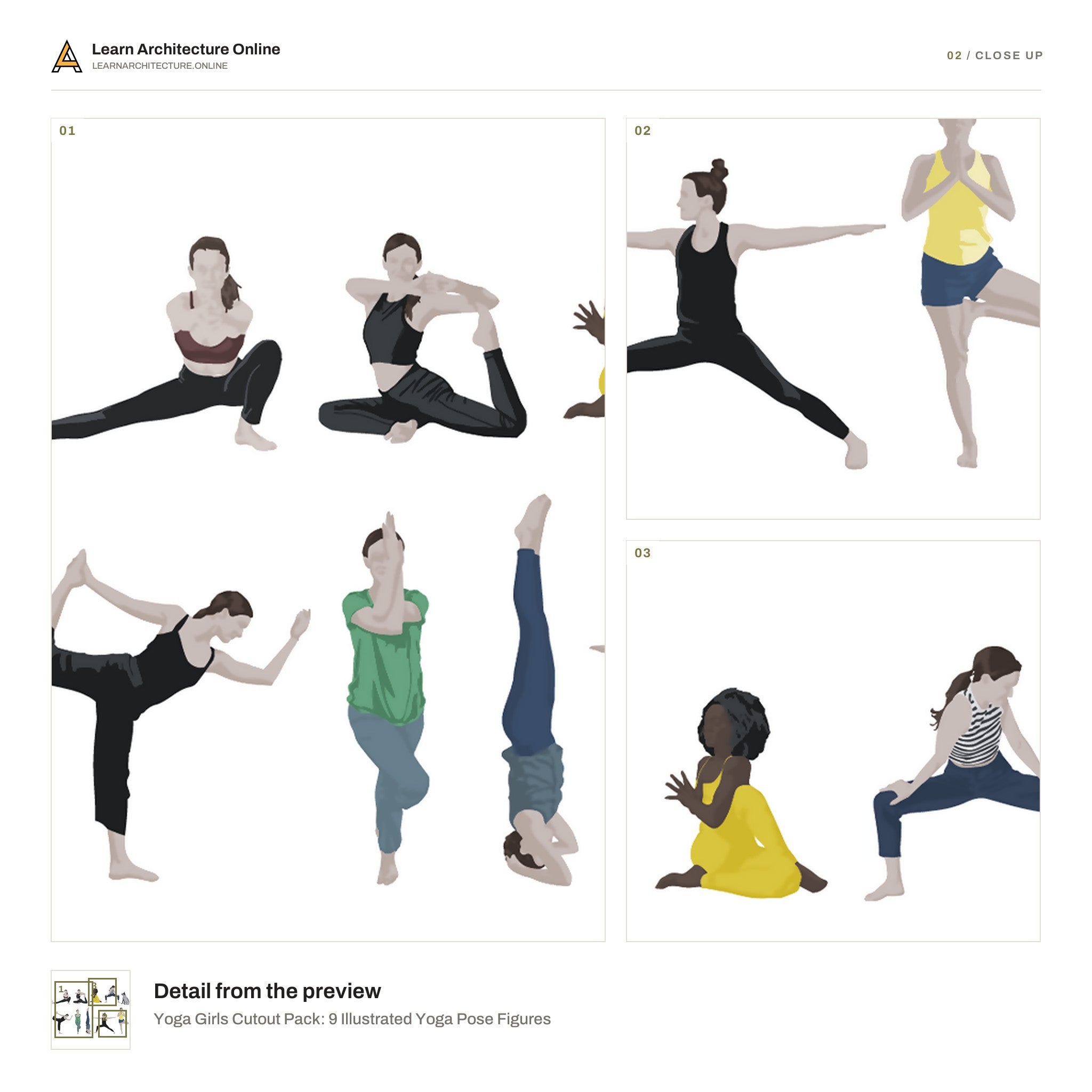 Yoga Girls Cutout Pack: 9 Illustrated Yoga Pose Figures close up