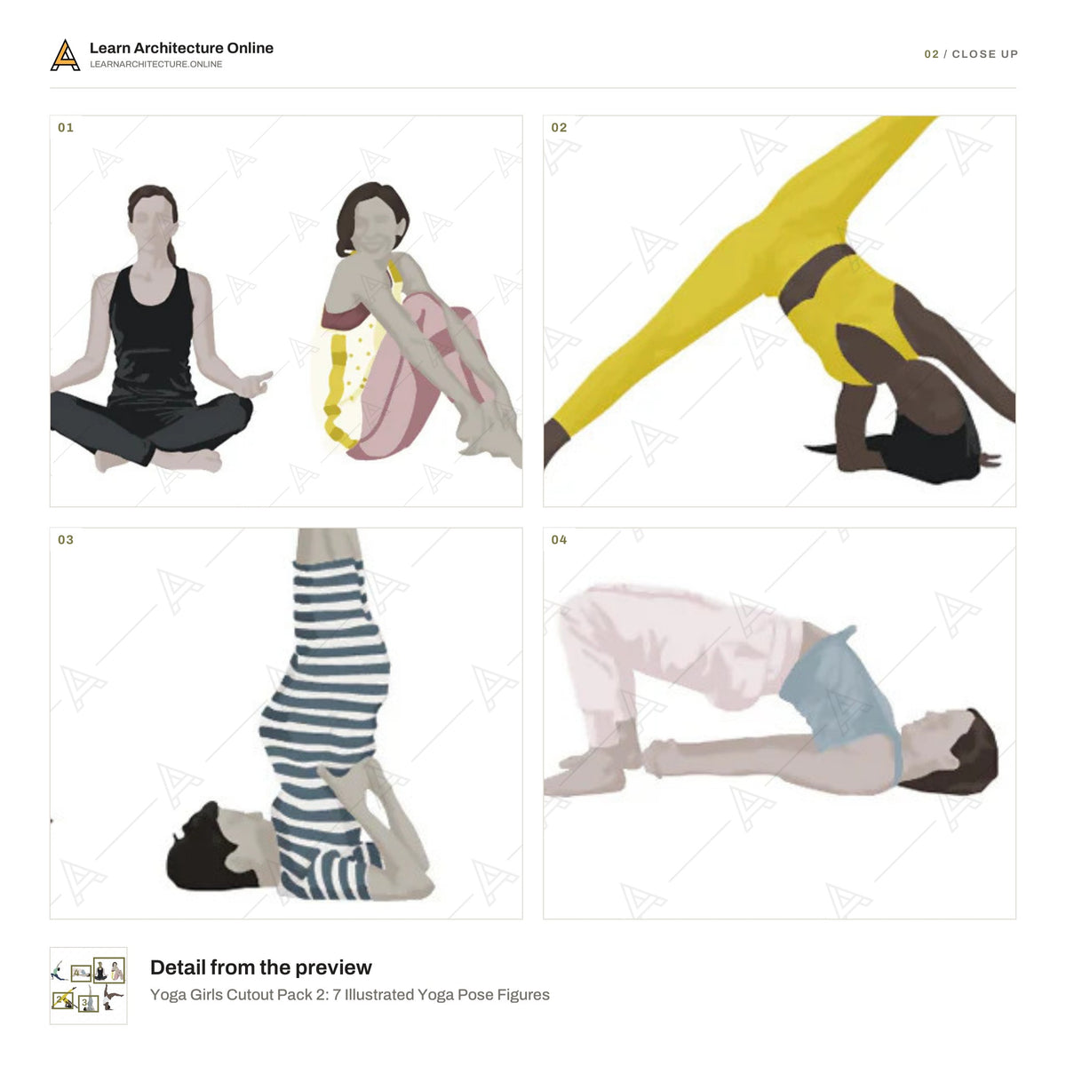 Yoga Girls Cutout Pack 2: 7 Illustrated Yoga Pose Figures close up