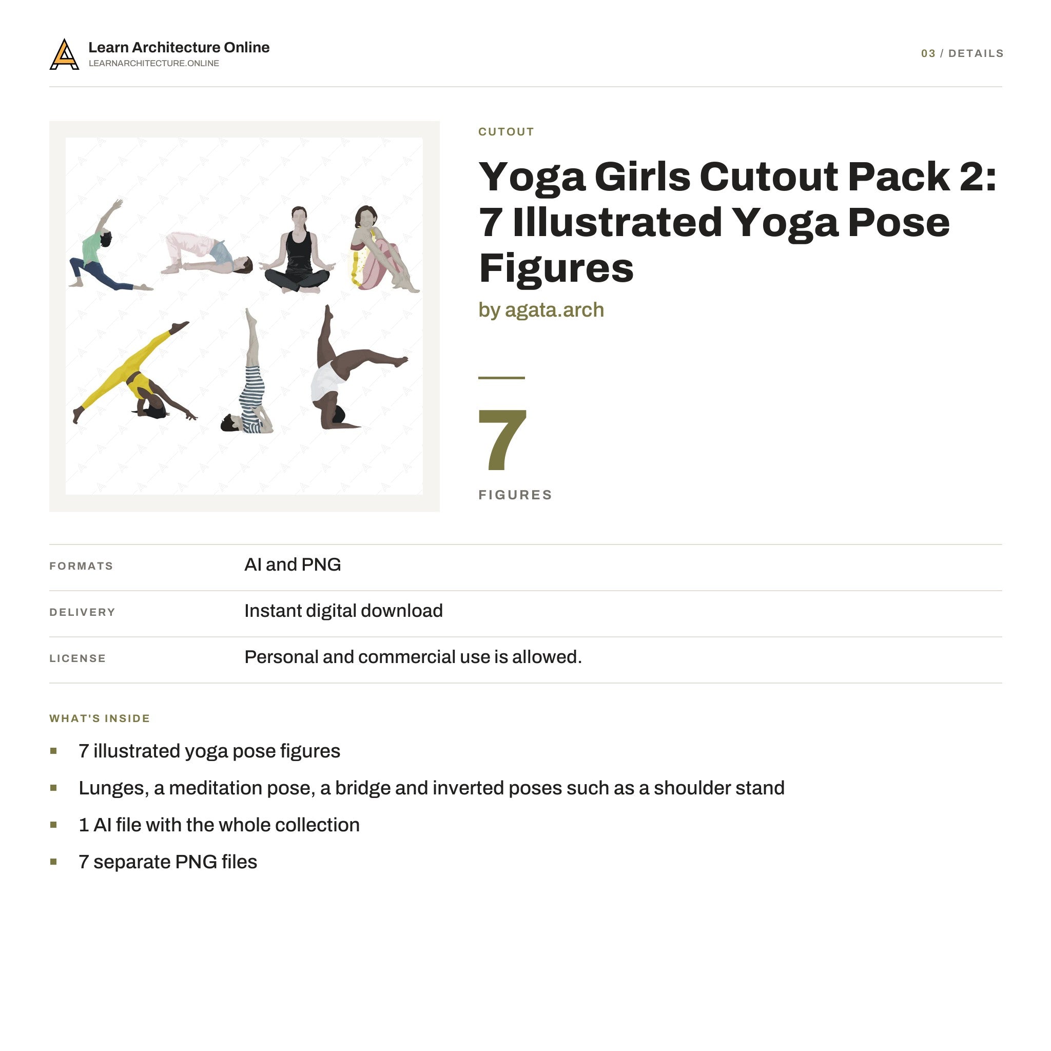 Yoga Girls Cutout Pack 2: 7 Illustrated Yoga Pose Figures details