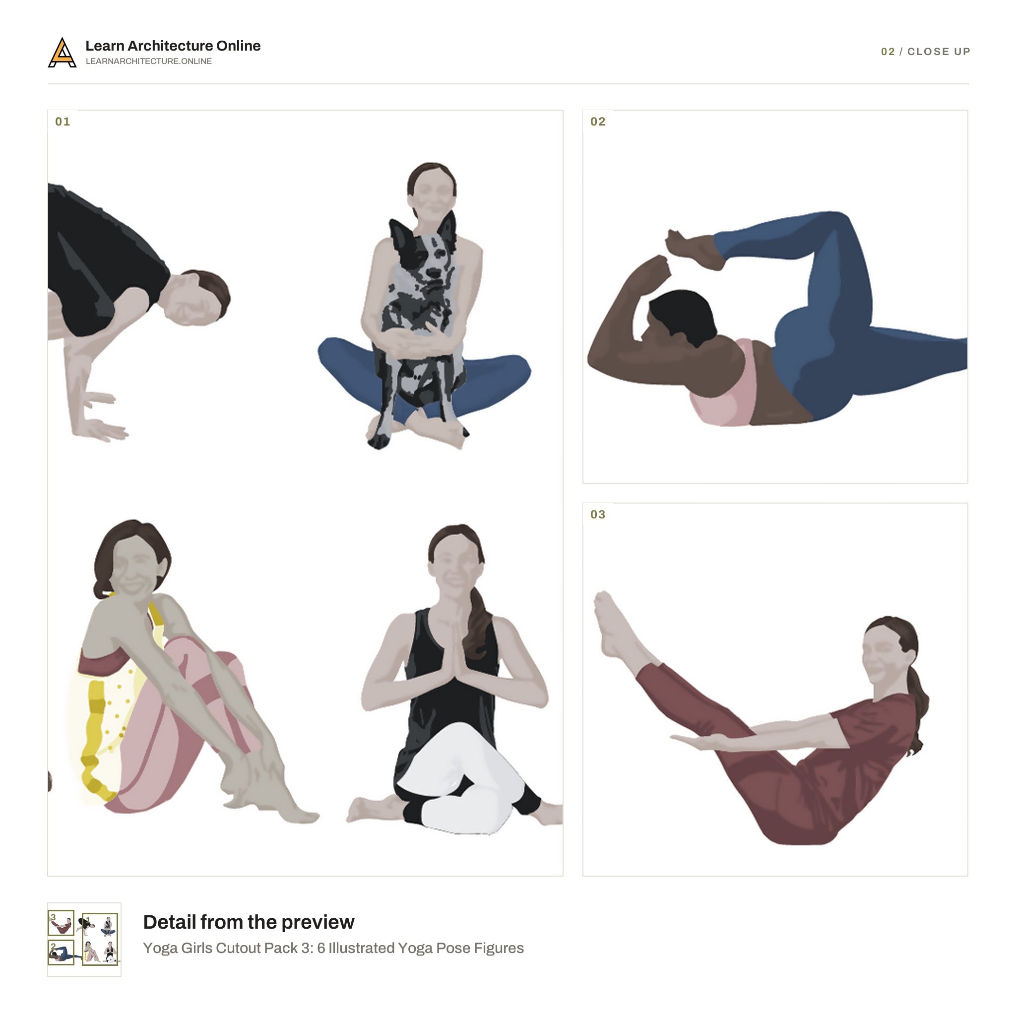 Yoga Girls Cutout Pack 3: 6 Illustrated Yoga Pose Figures close up