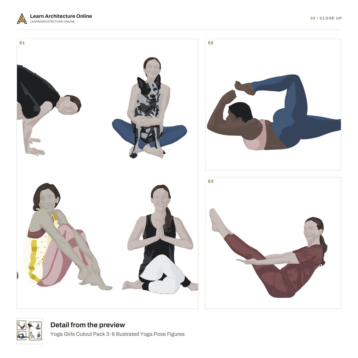 Yoga Girls Cutout Pack 3: 6 Illustrated Yoga Pose Figures close up