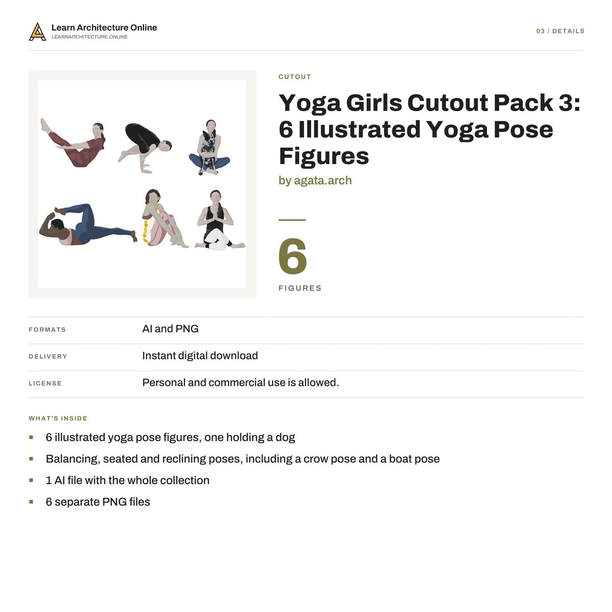 Yoga Girls Cutout Pack 3: 6 Illustrated Yoga Pose Figures details