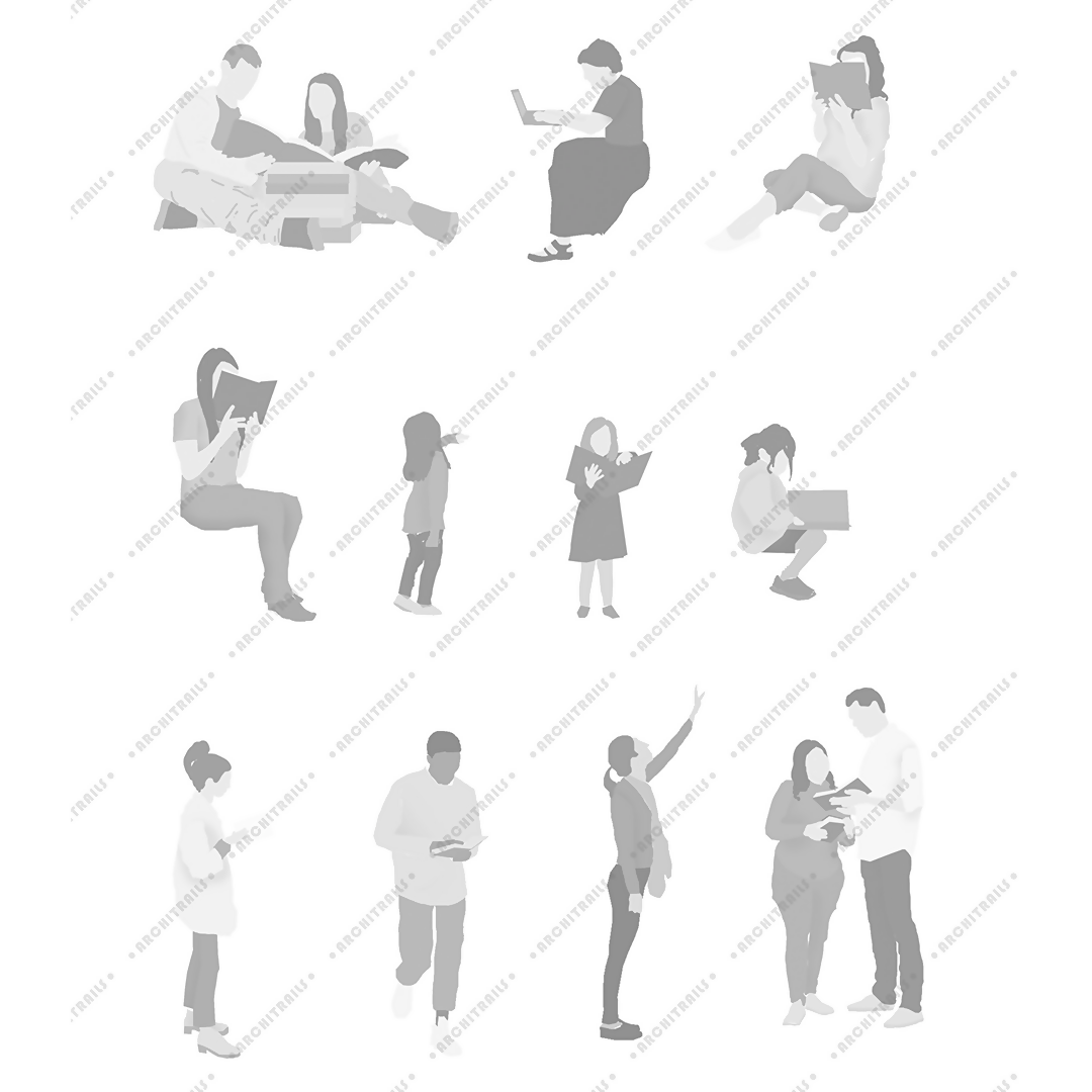 Library Human Figures Brushes — brush set for architectural drawings, preview 1 of 8
