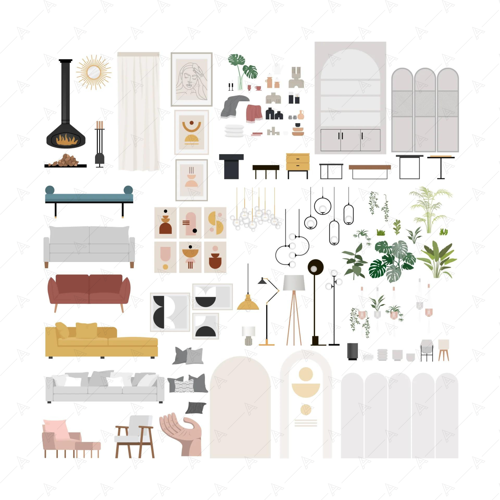 Living Room Furniture Cutouts Pack — cutout pack for architectural visualisation, preview 1 of 9