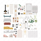 Boho Living Room Cutouts Pack with Arches and Wall Art (100+)