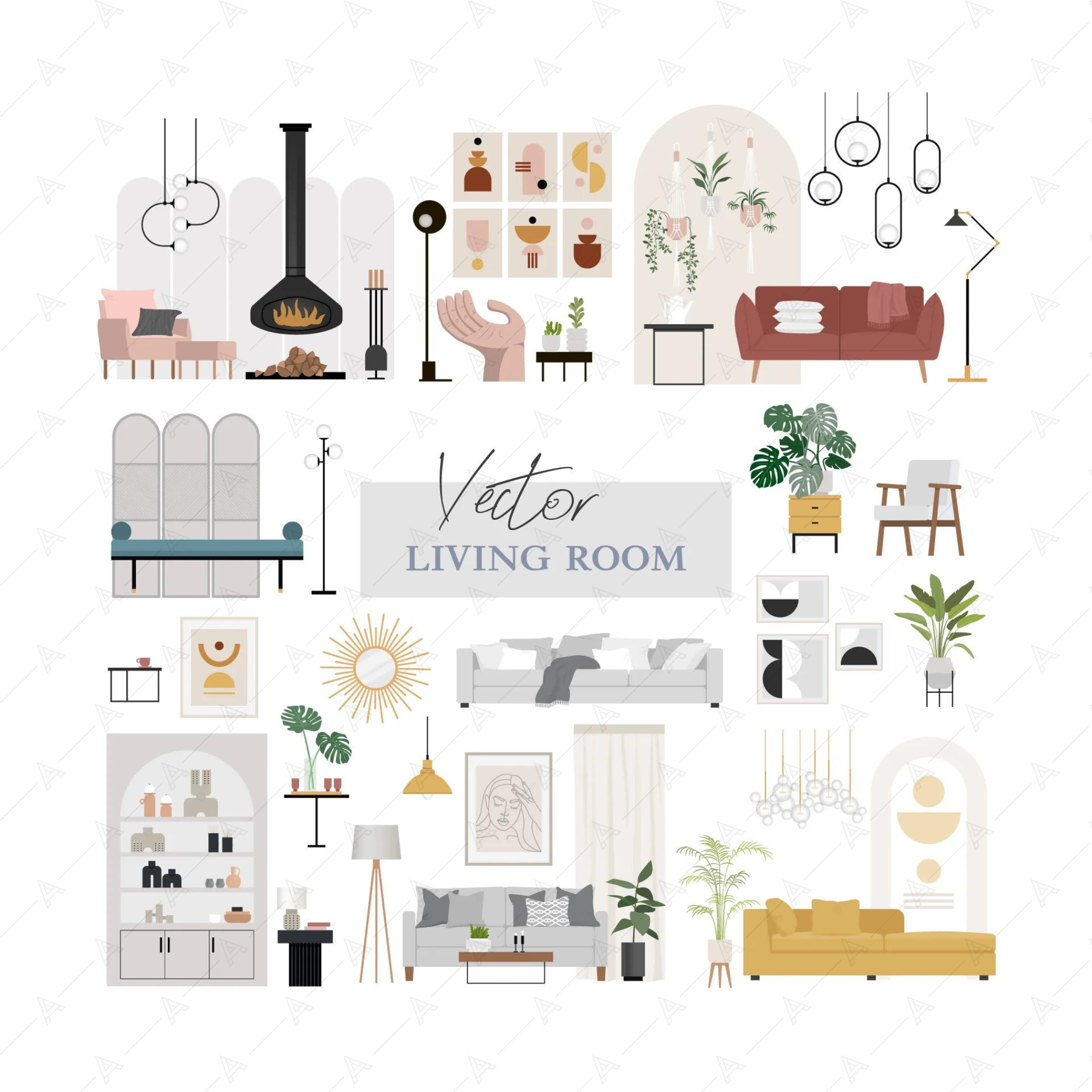 Living Room Furniture Cutouts Pack — cutout pack for architectural visualisation, preview 2 of 9