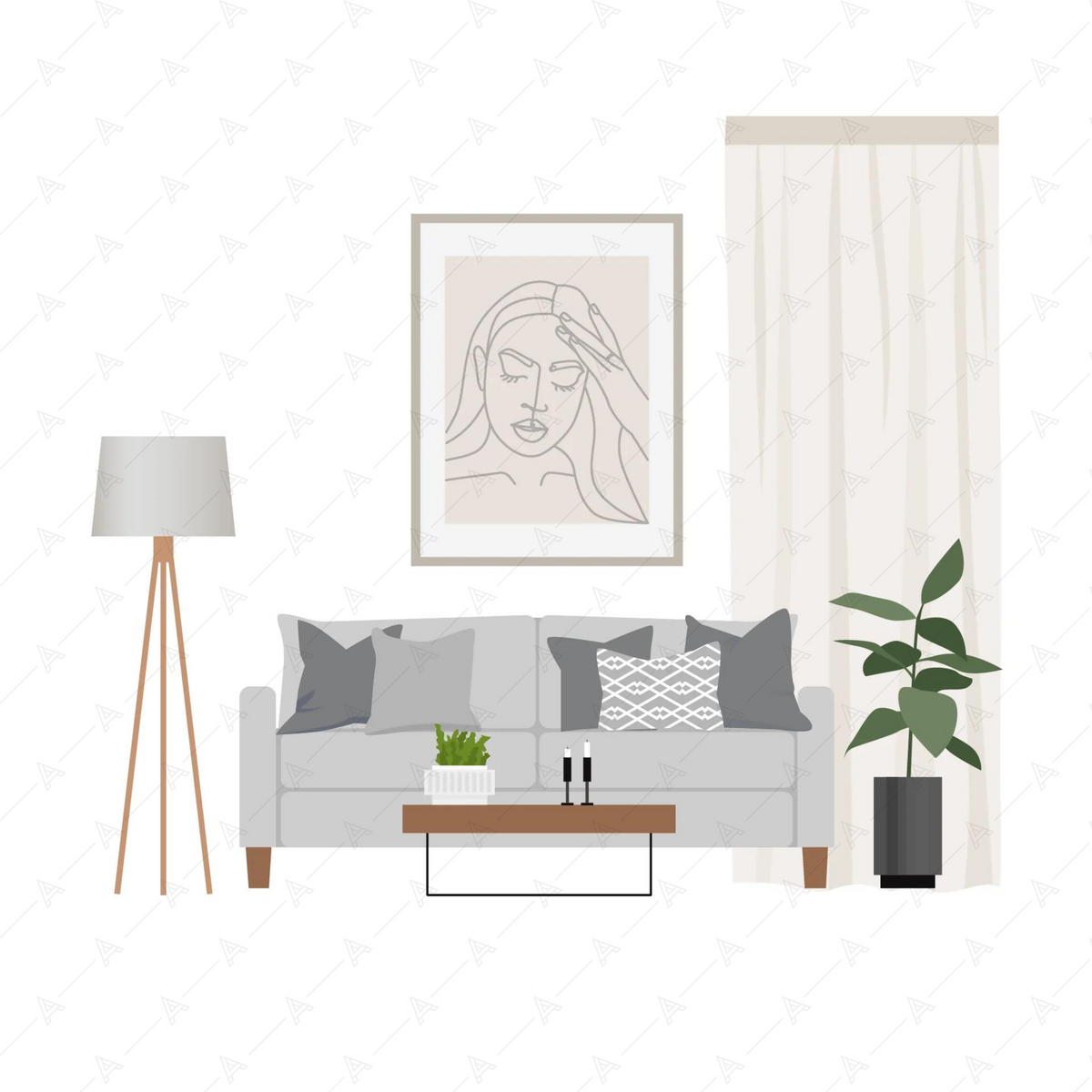 Living Room Furniture Cutouts Pack — cutout pack for architectural visualisation, preview 6 of 9