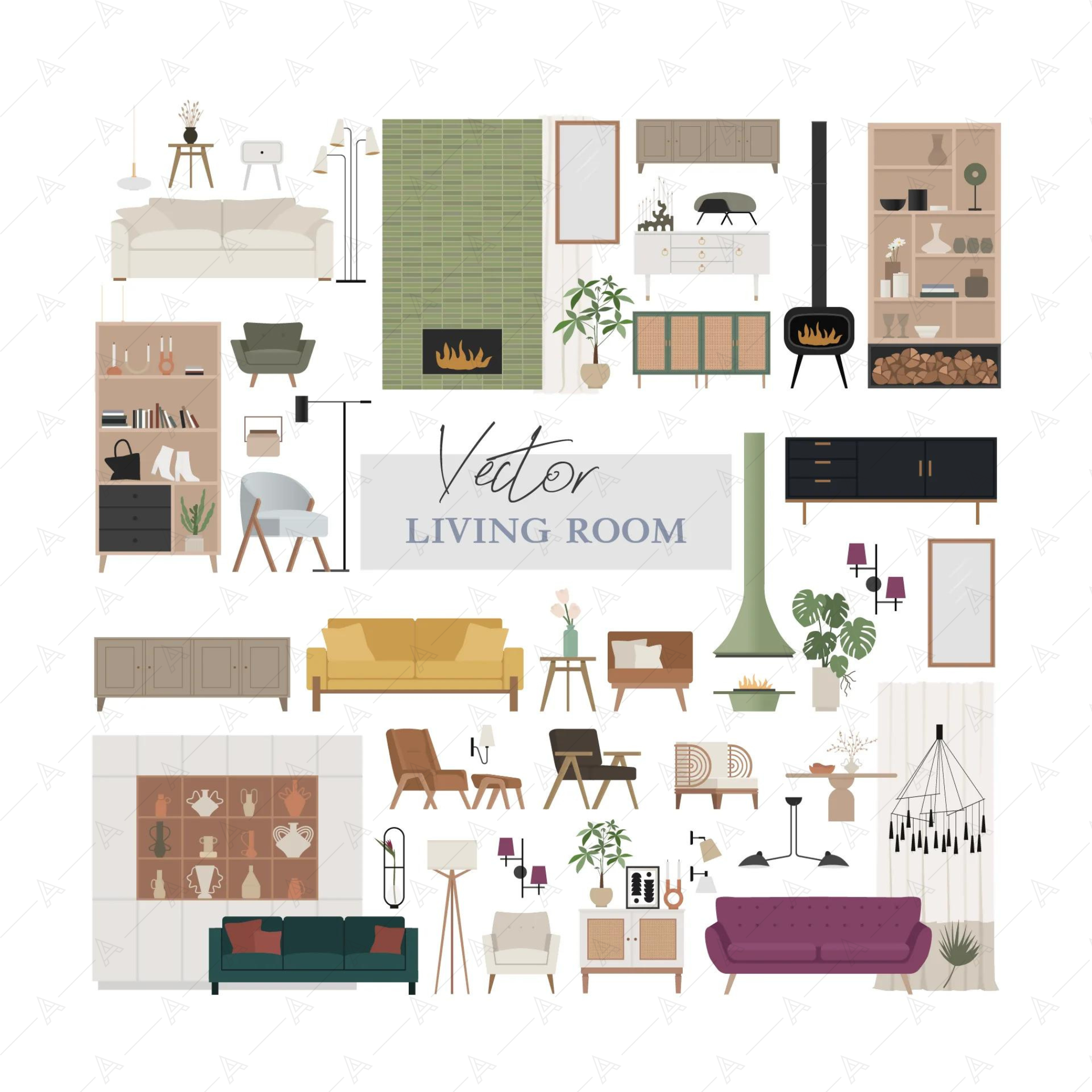 Living Room Furniture Cutouts Pack — cutout pack for architectural visualisation, preview 1 of 10