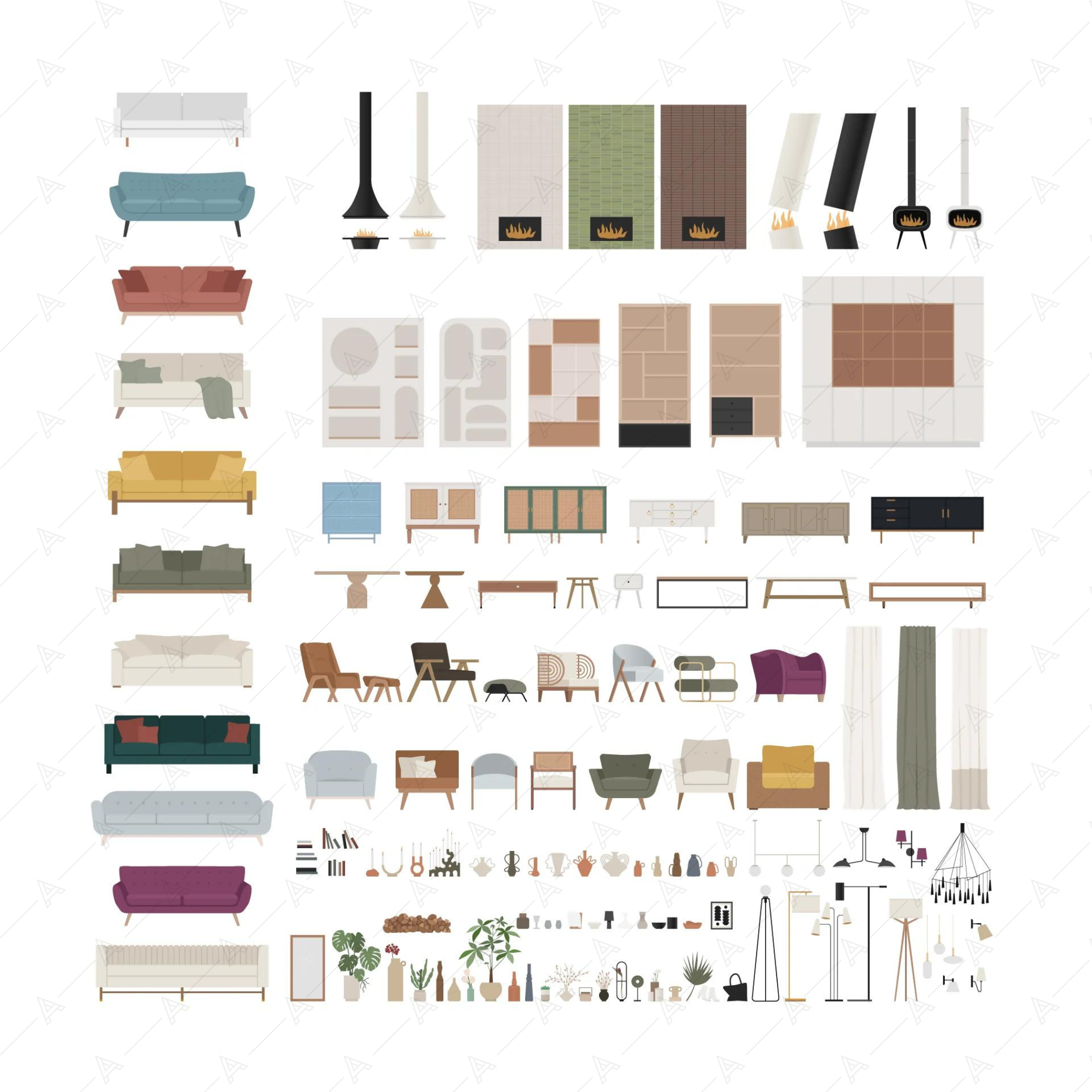 Living Room Furniture Cutouts Pack — cutout pack for architectural visualisation, preview 2 of 10