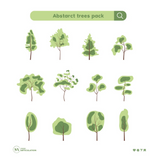Abstract Trees Pack: Flat Front View Vector Trees (12 Trees)