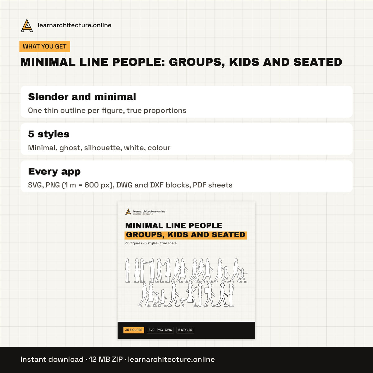 Minimal Line People Groups, Kids and Seated what you get