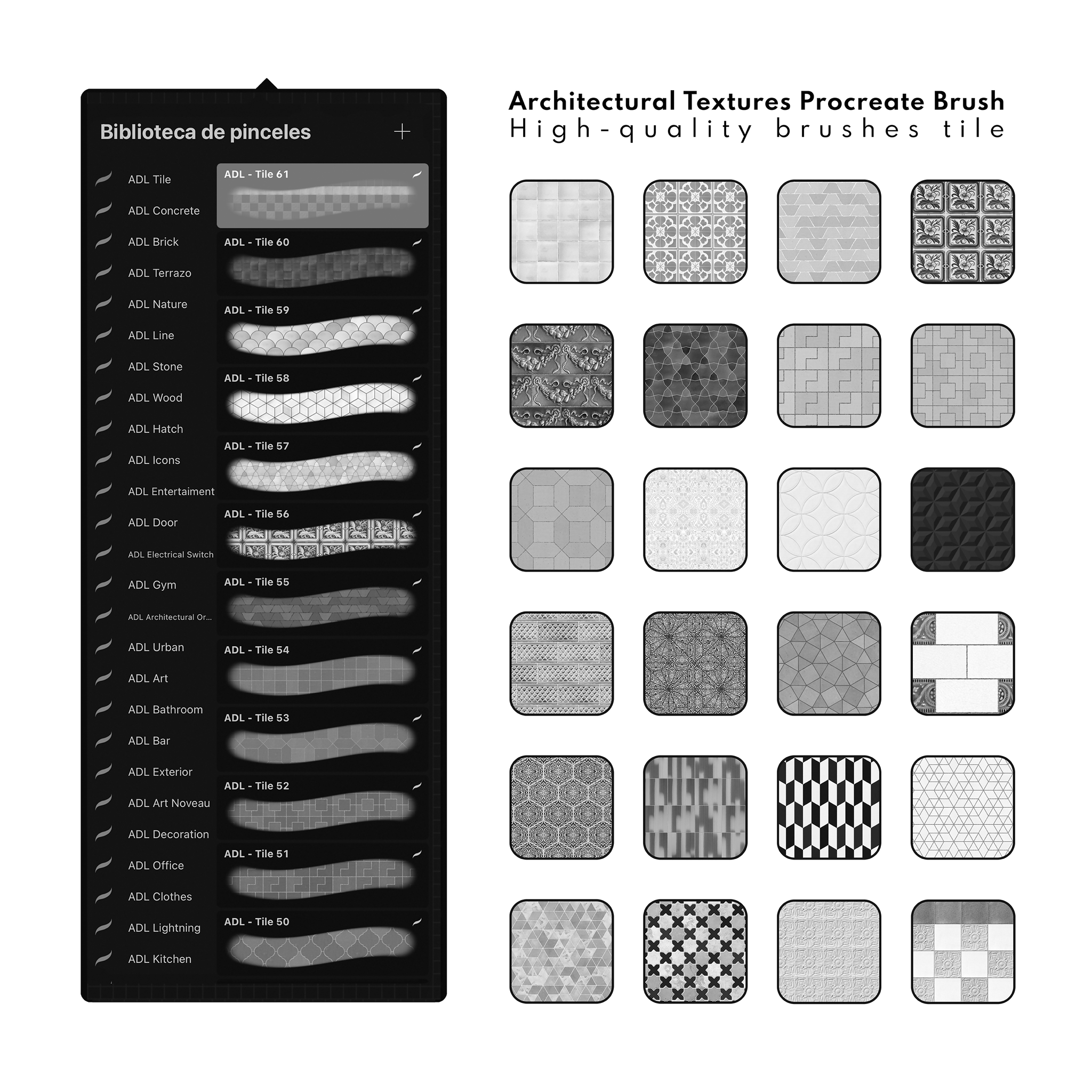 Procreate Tile Texture 60 Tile Texture Procreate Brush for Architecture | Learn Architecture ...