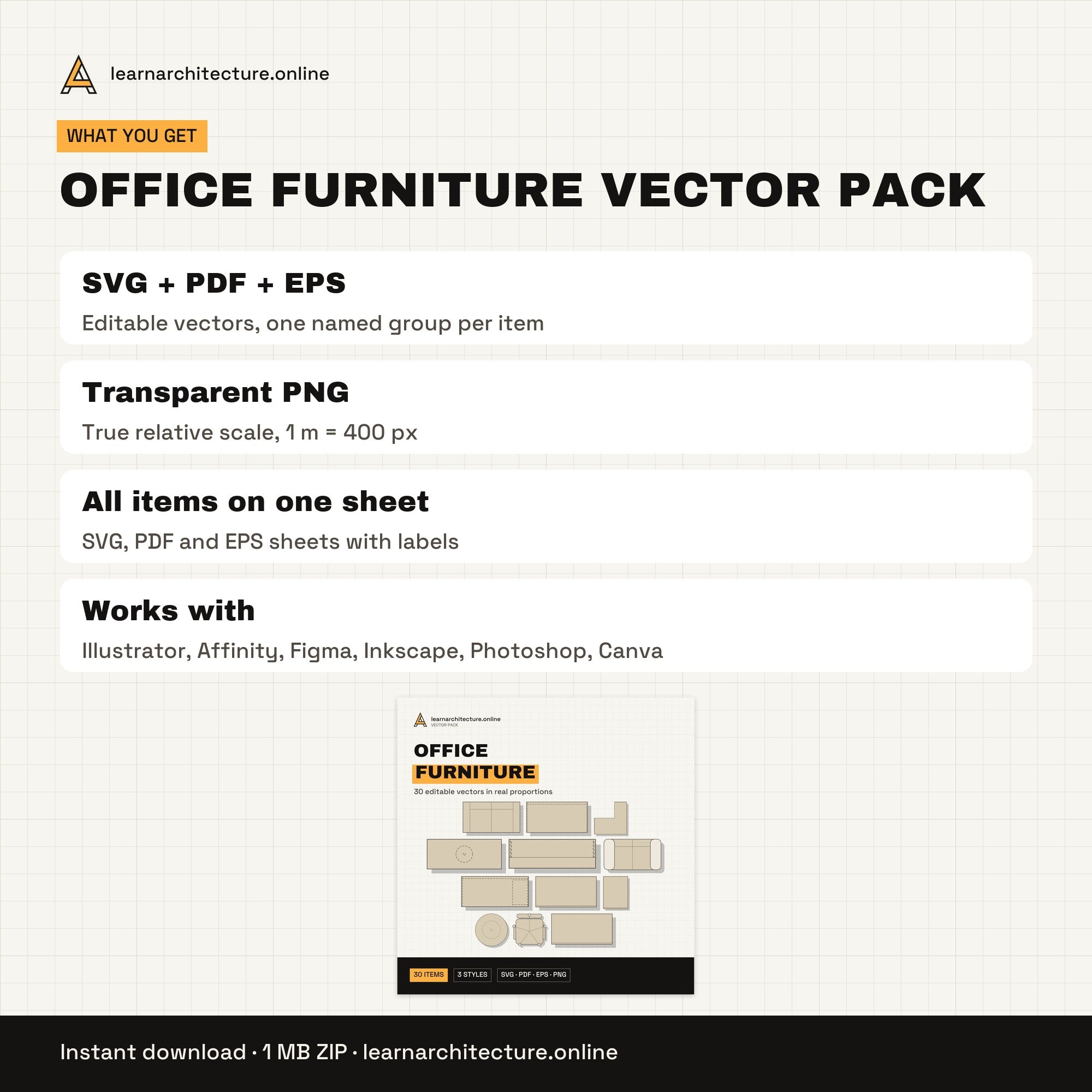 Office Furniture Vector Pack files and formats