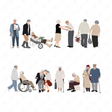 Old People Cutout Pack (9 Elderly Figures)