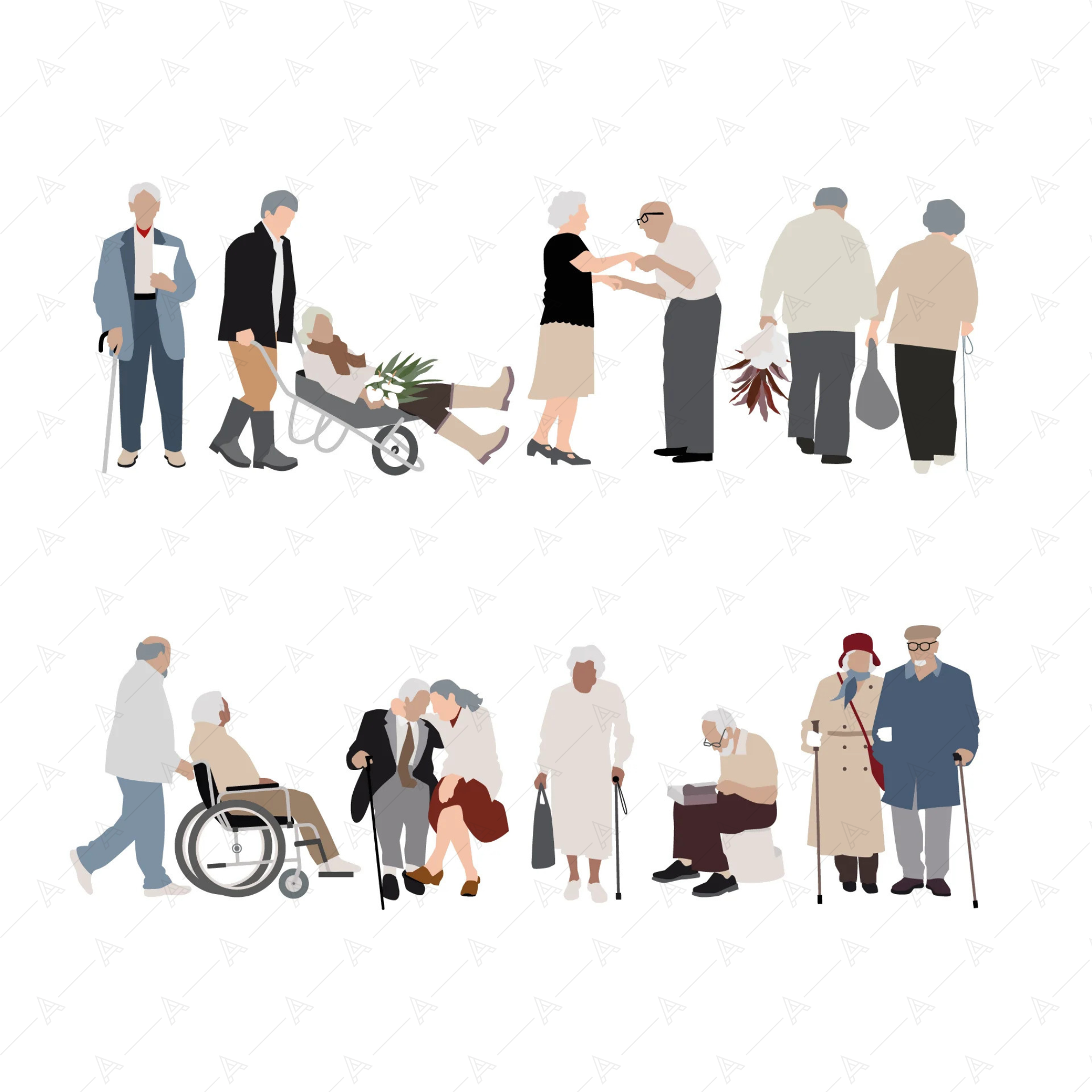 Old People Cutout Pack — cutout pack for architectural visualisation, preview 1 of 4
