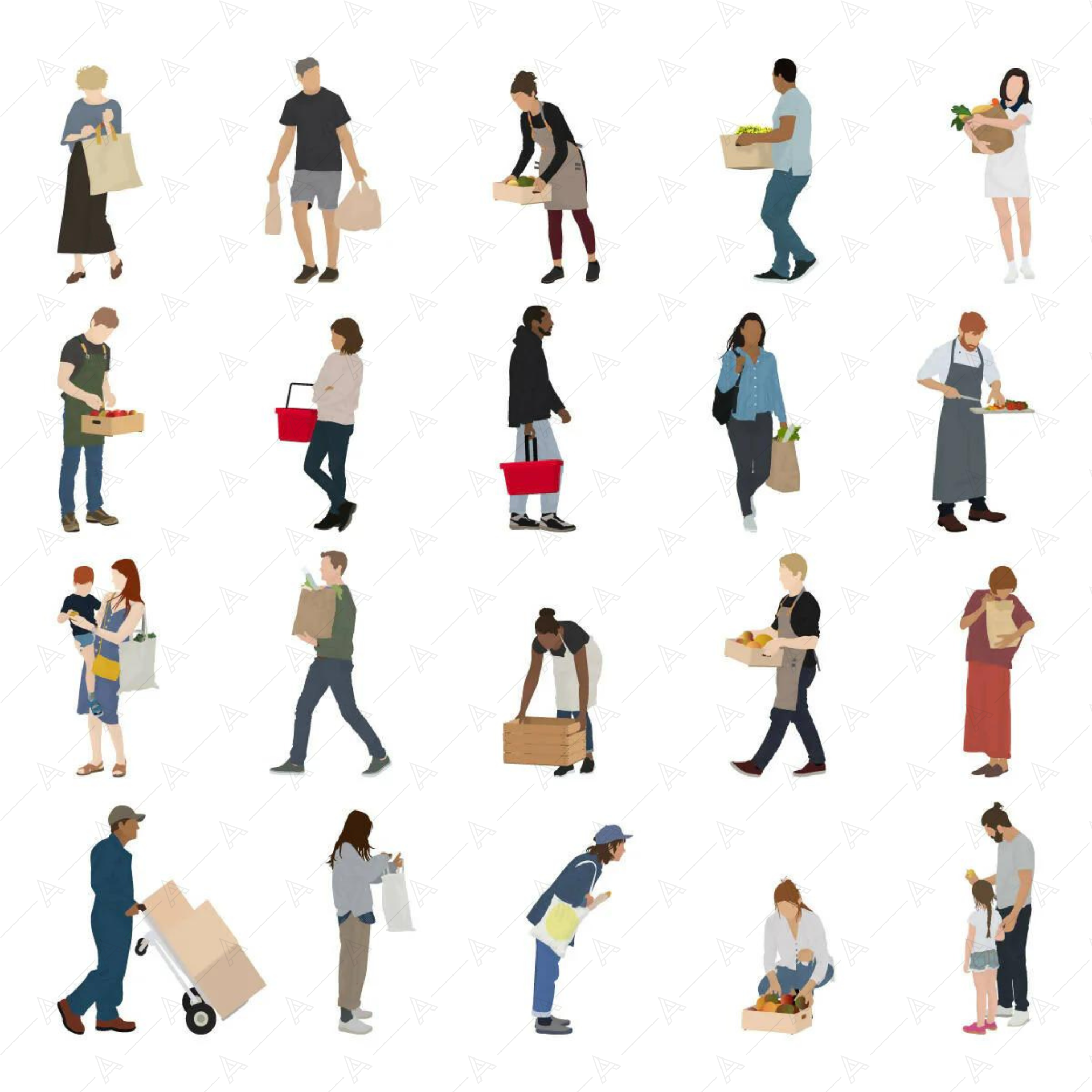 People at the Grocery Store — cutout pack for architectural visualisation