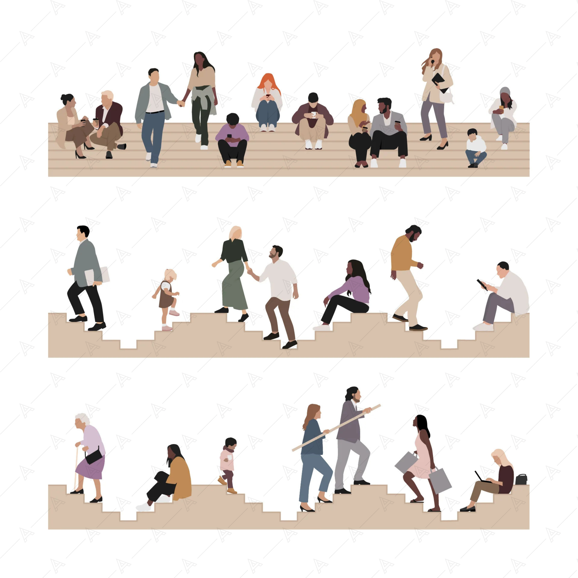 People on the Stairs Cutout Pack — cutout pack for architectural visualisation, preview 1 of 6
