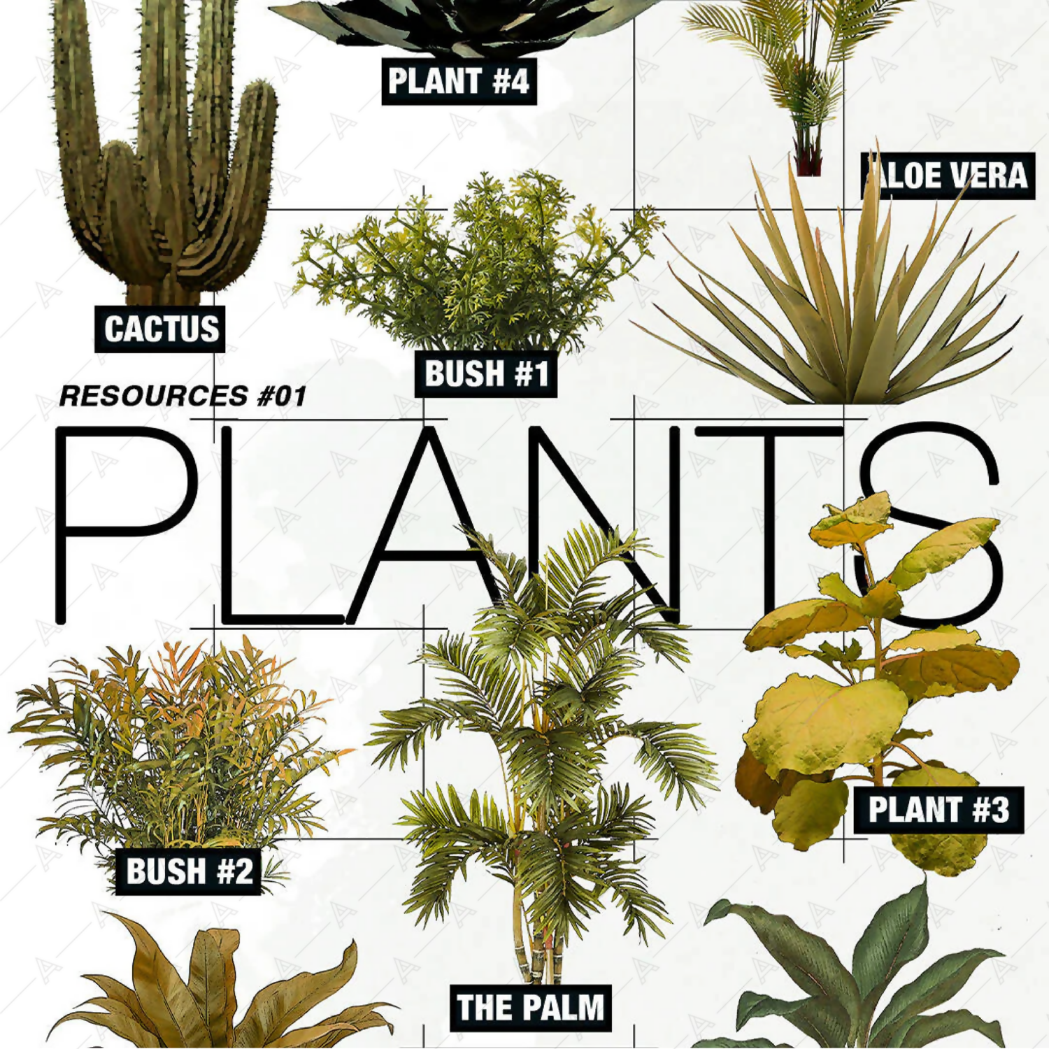 Plant Cutout Pack #1 — cutout pack for architectural visualisation, preview 1 of 2