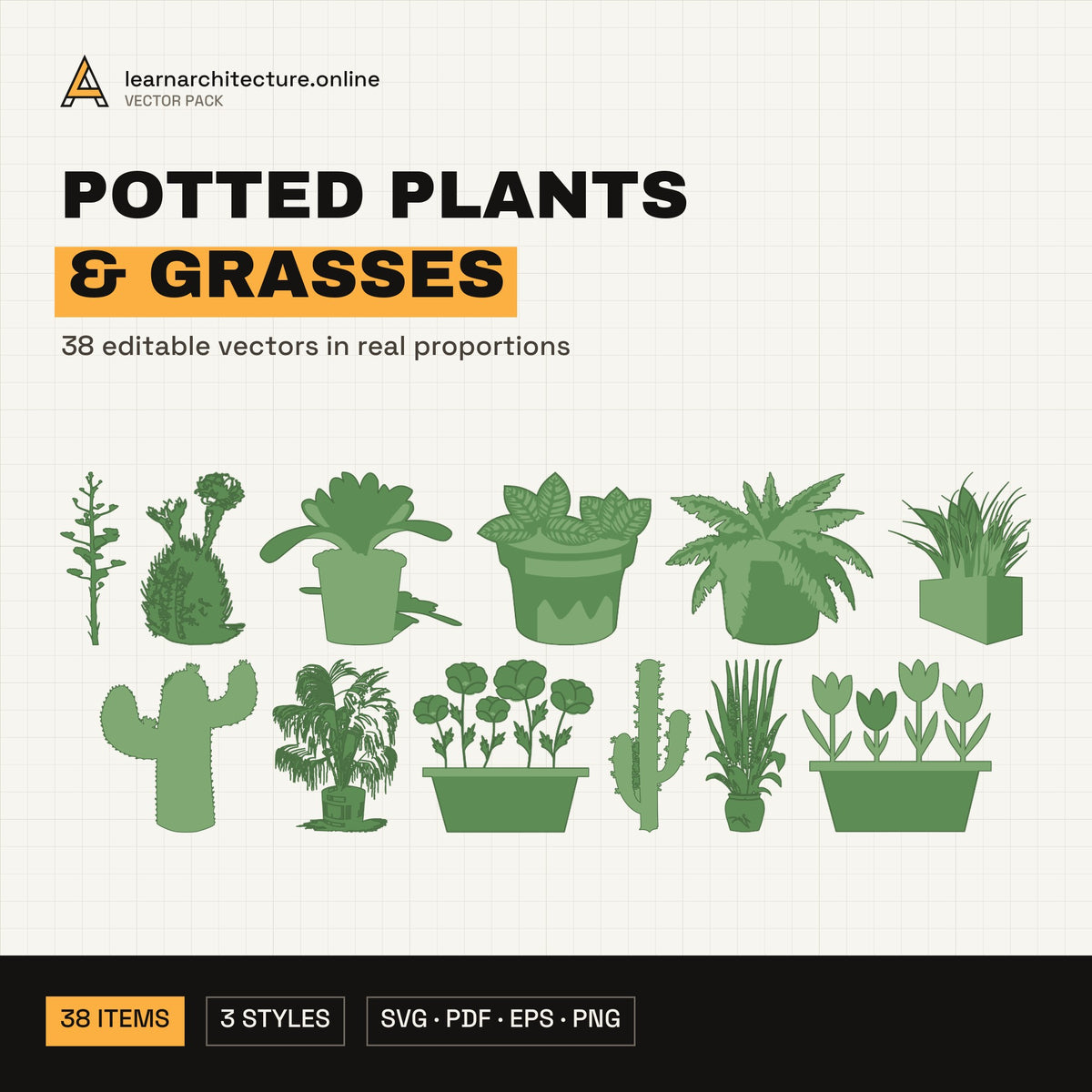 Potted Plants & Grasses Vector Pack cover