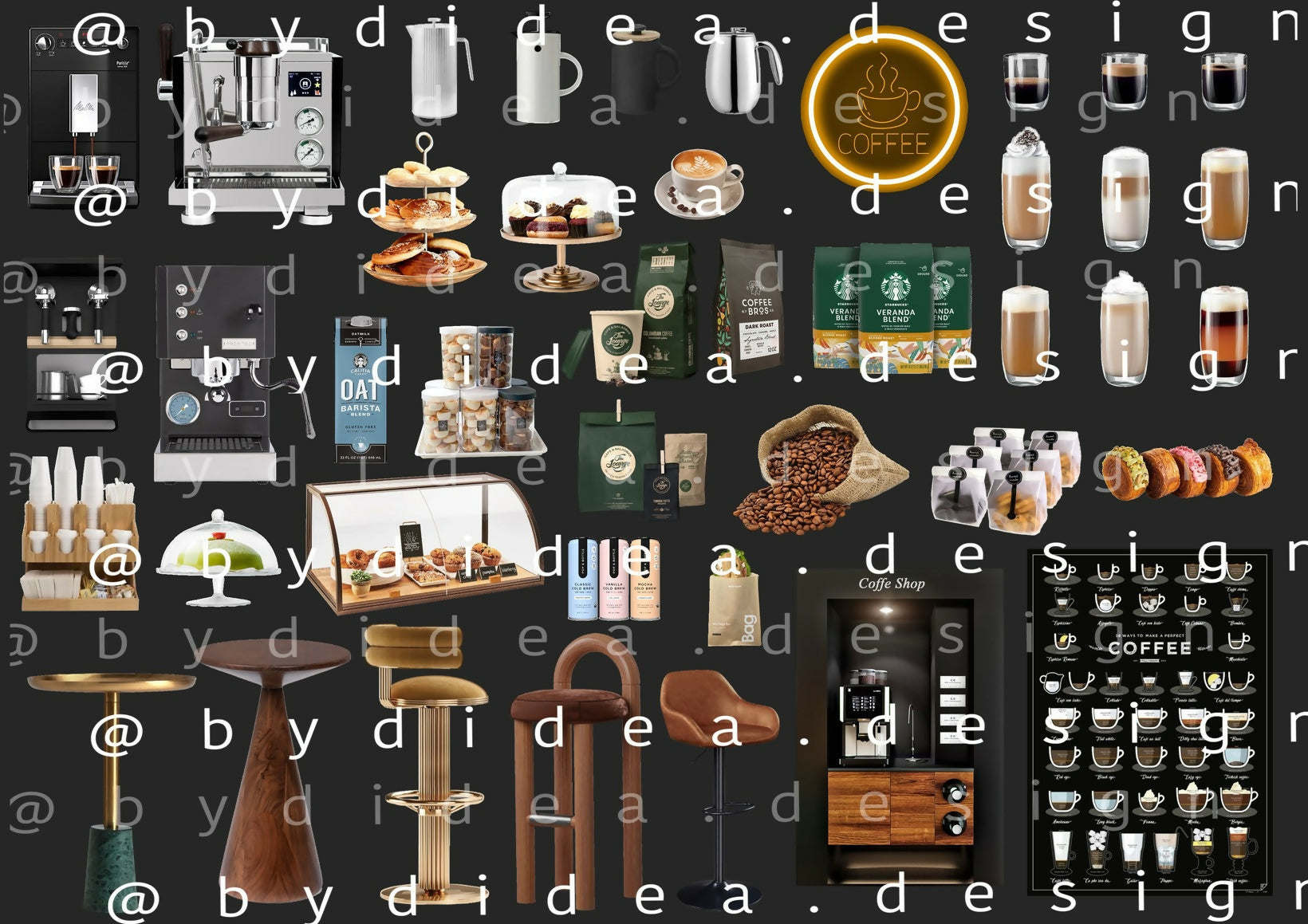 Procreate Coffee Shop Design Interior Sketch Blocks Mockups Elements Cutouts — cutout pack, preview 2 of 2