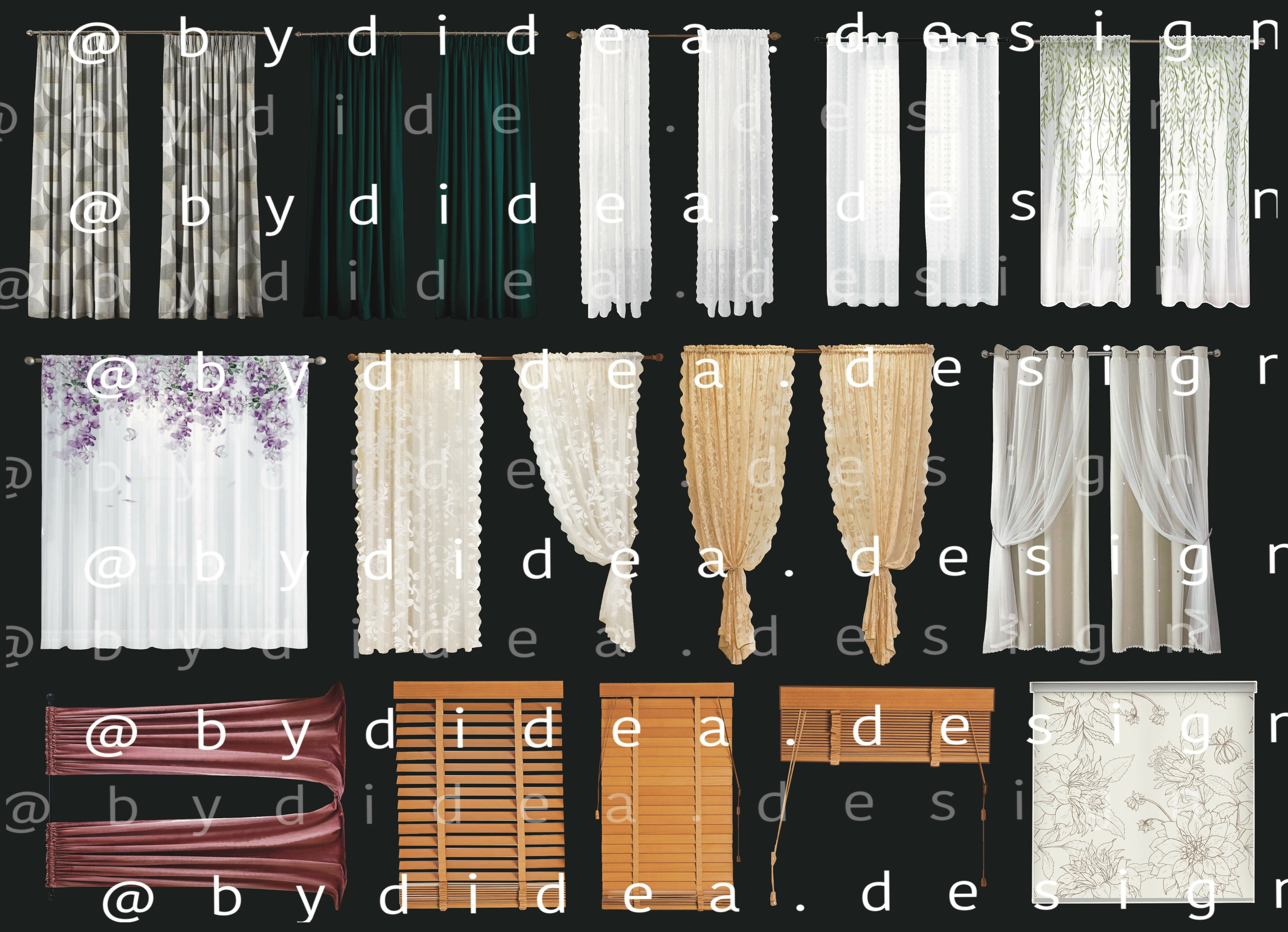 Procreate Curtains Interior Design Interior Sketch Blocks Cutouts Mockups — cutout pack, preview 2 of 2