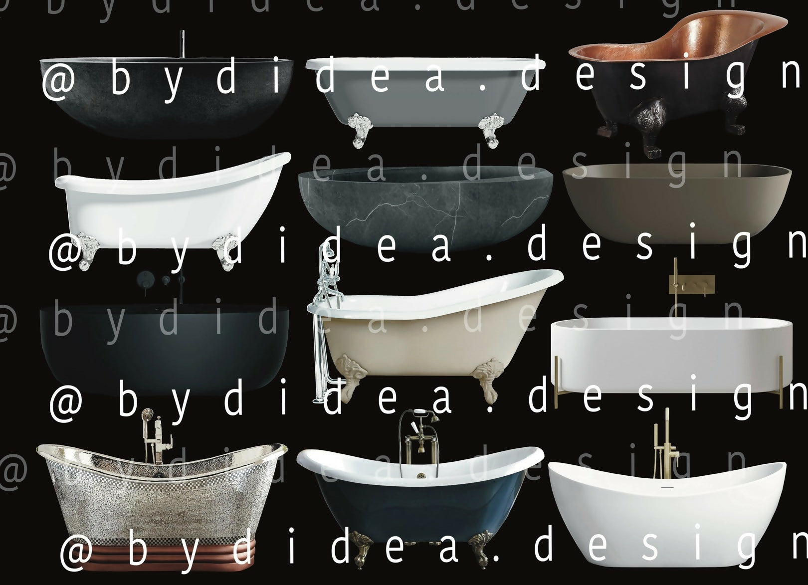 Procreate Interior Design Bathroom Equipment Bathtubs Interior Sketch Blocks Cutouts — cutout pack, preview 2 of 2