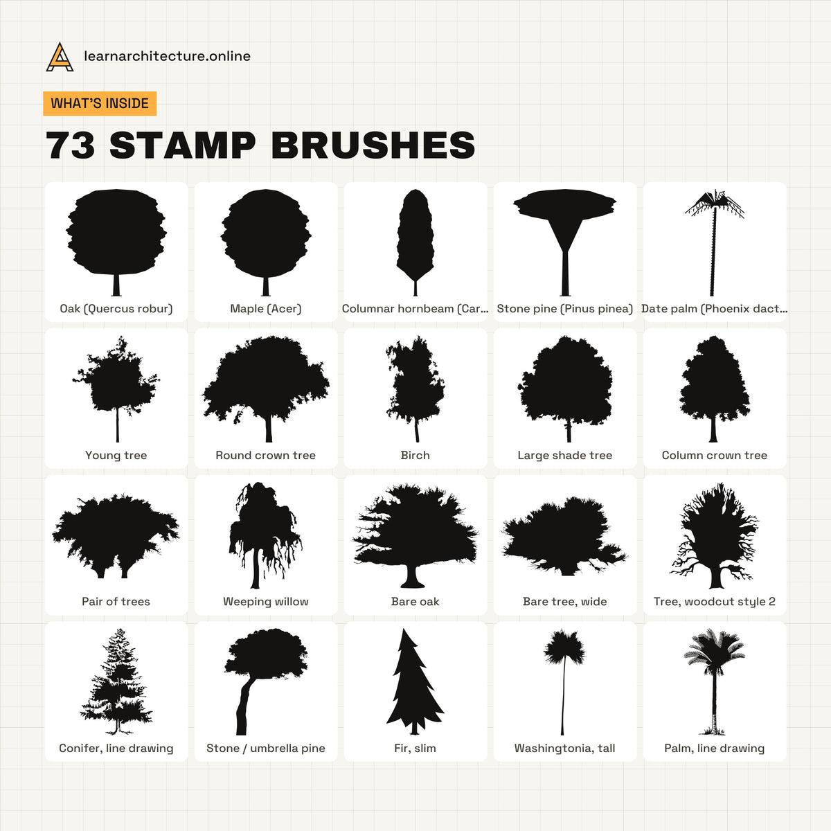 Procreate Stamp Brushes: Tree Elevations what's inside