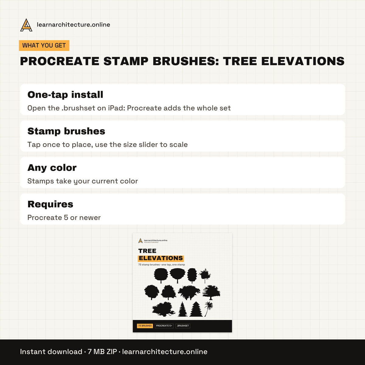 Procreate Stamp Brushes: Tree Elevations files and formats