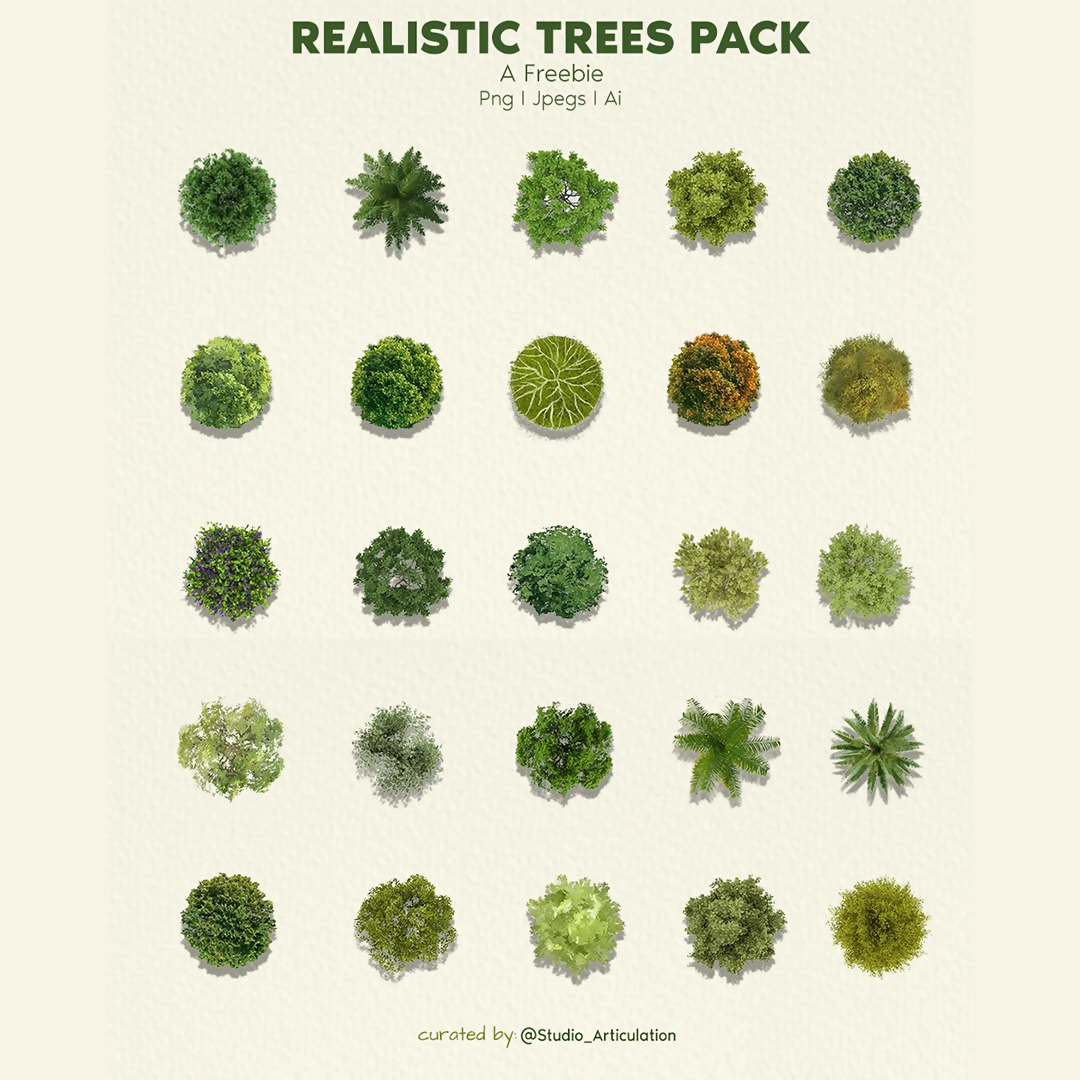 Realistic Trees Pack — cutout pack for architectural visualisation