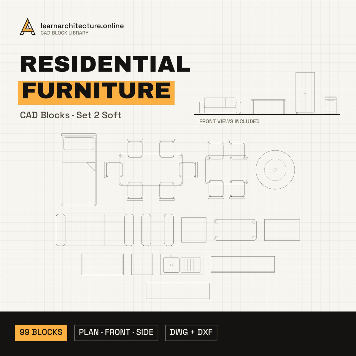 Residential Furniture CAD blocks set 2 Soft cover