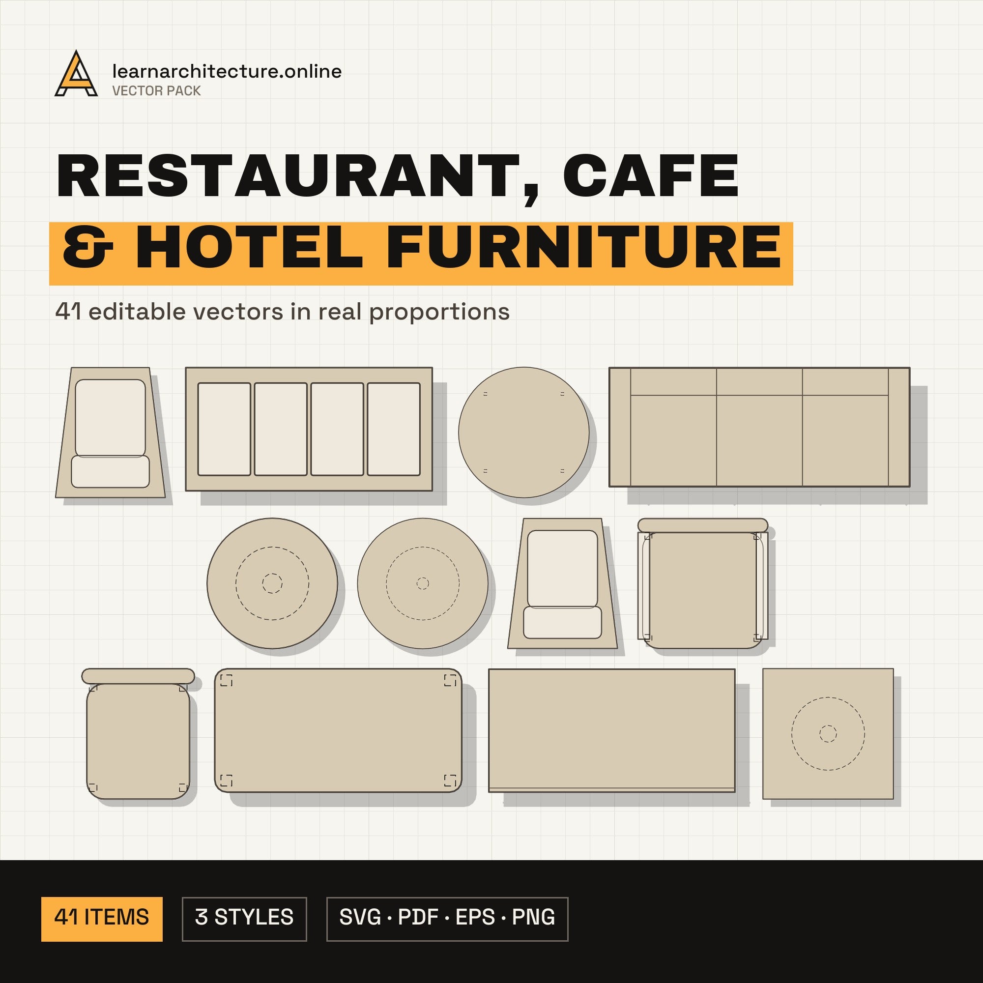 Restaurant, Cafe & Hotel Furniture Vector Pack cover