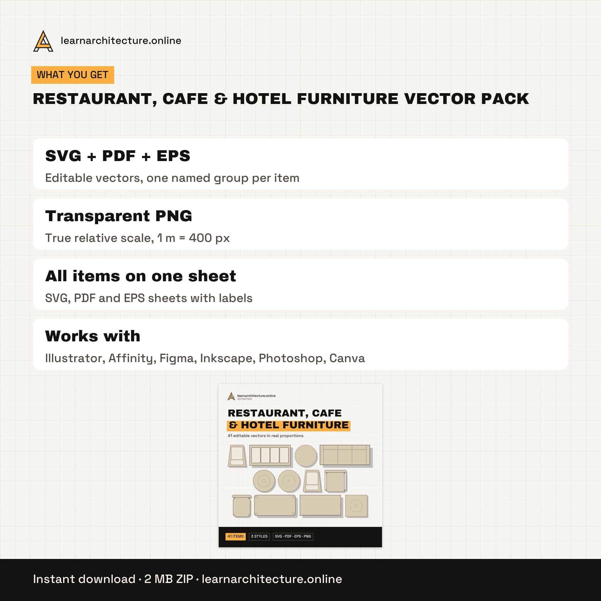 Restaurant, Cafe & Hotel Furniture Vector Pack files and formats