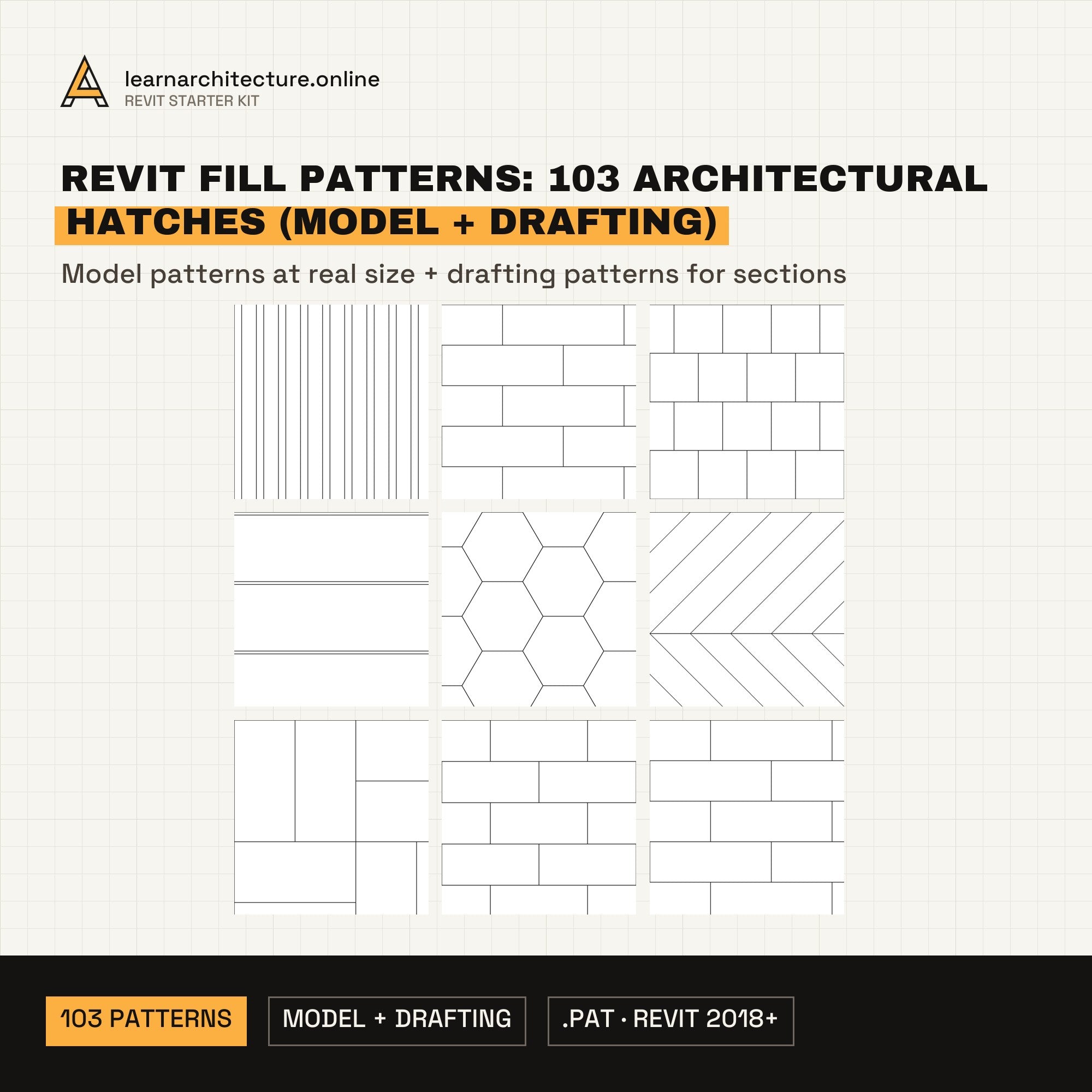 Revit Fill Patterns: 103 Architectural Hatches (Model + Drafting) cover