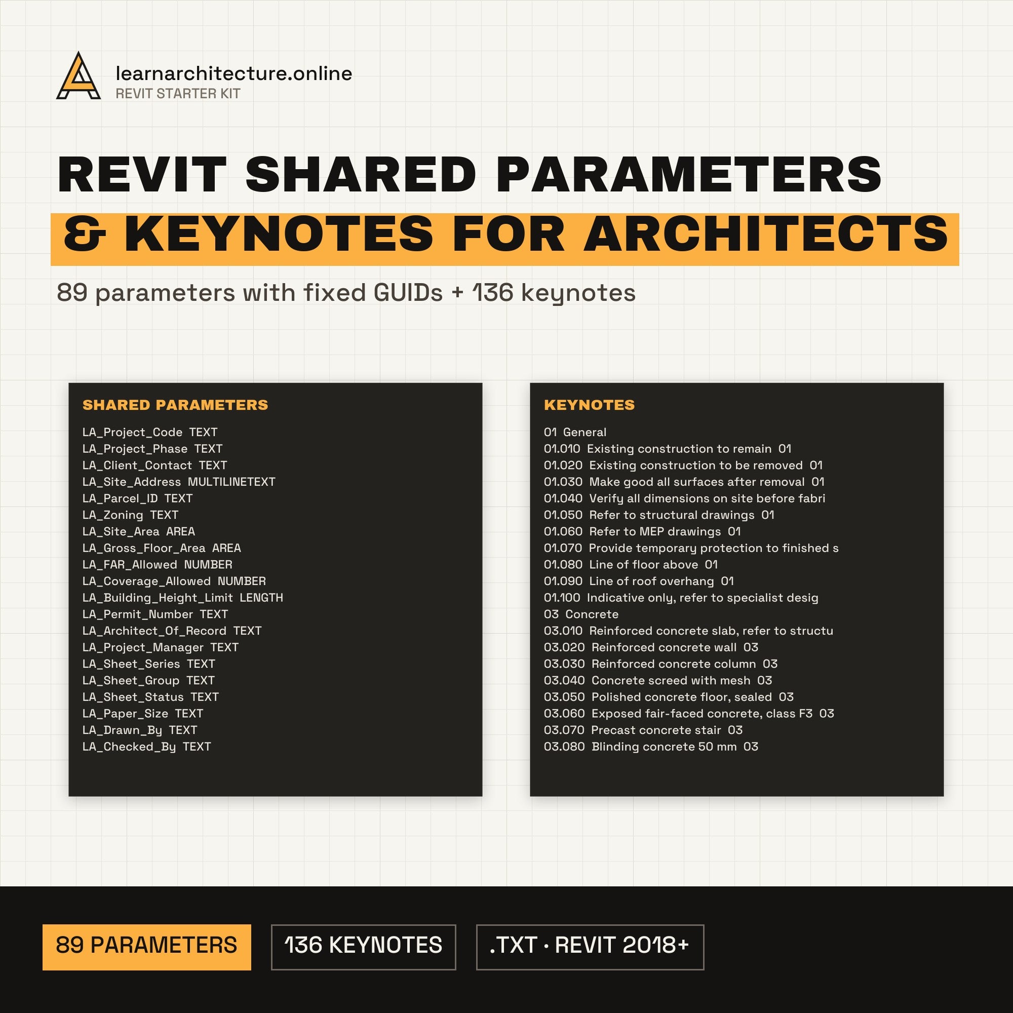 Revit Shared Parameters & Keynotes for Architects cover