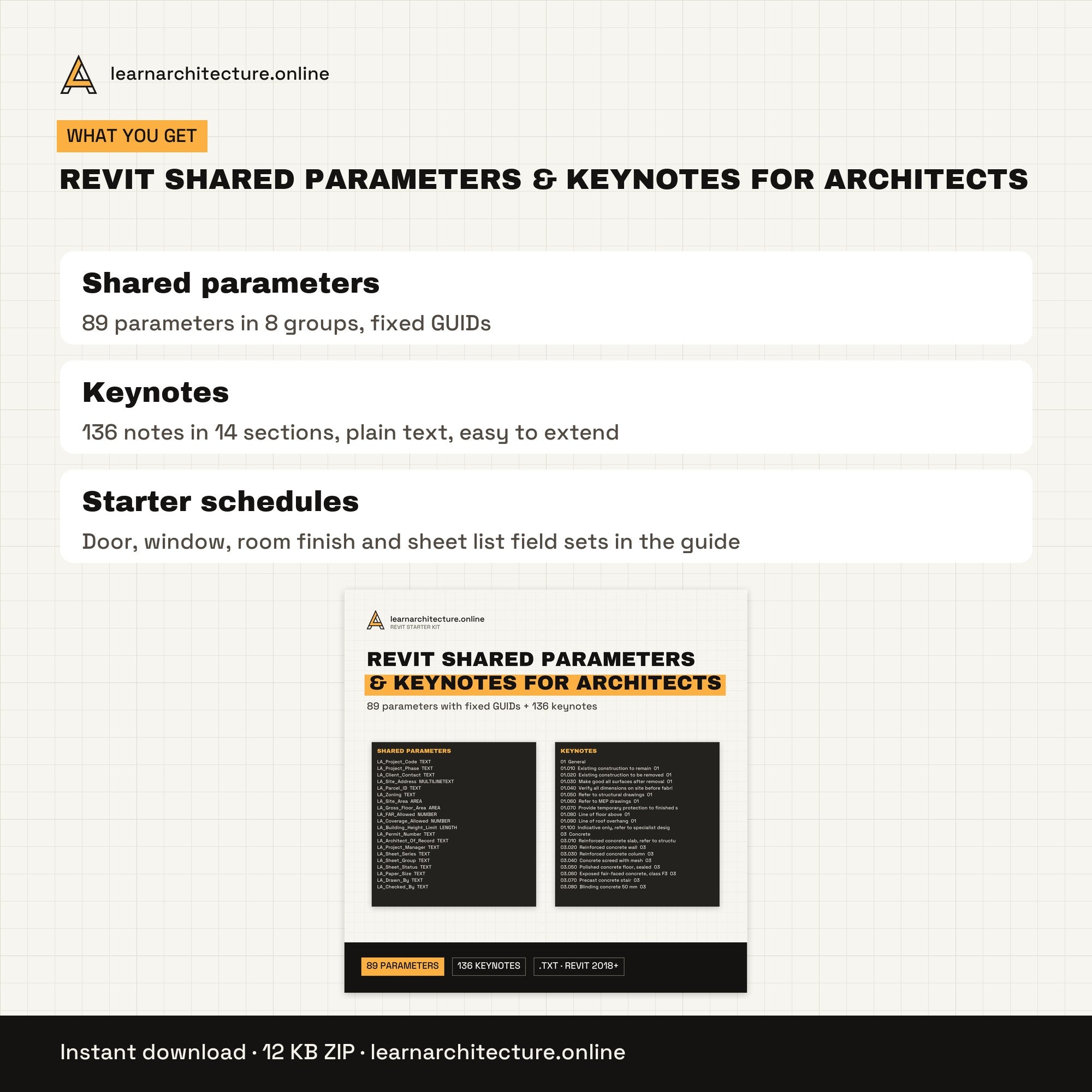 Revit Shared Parameters & Keynotes for Architects files and formats