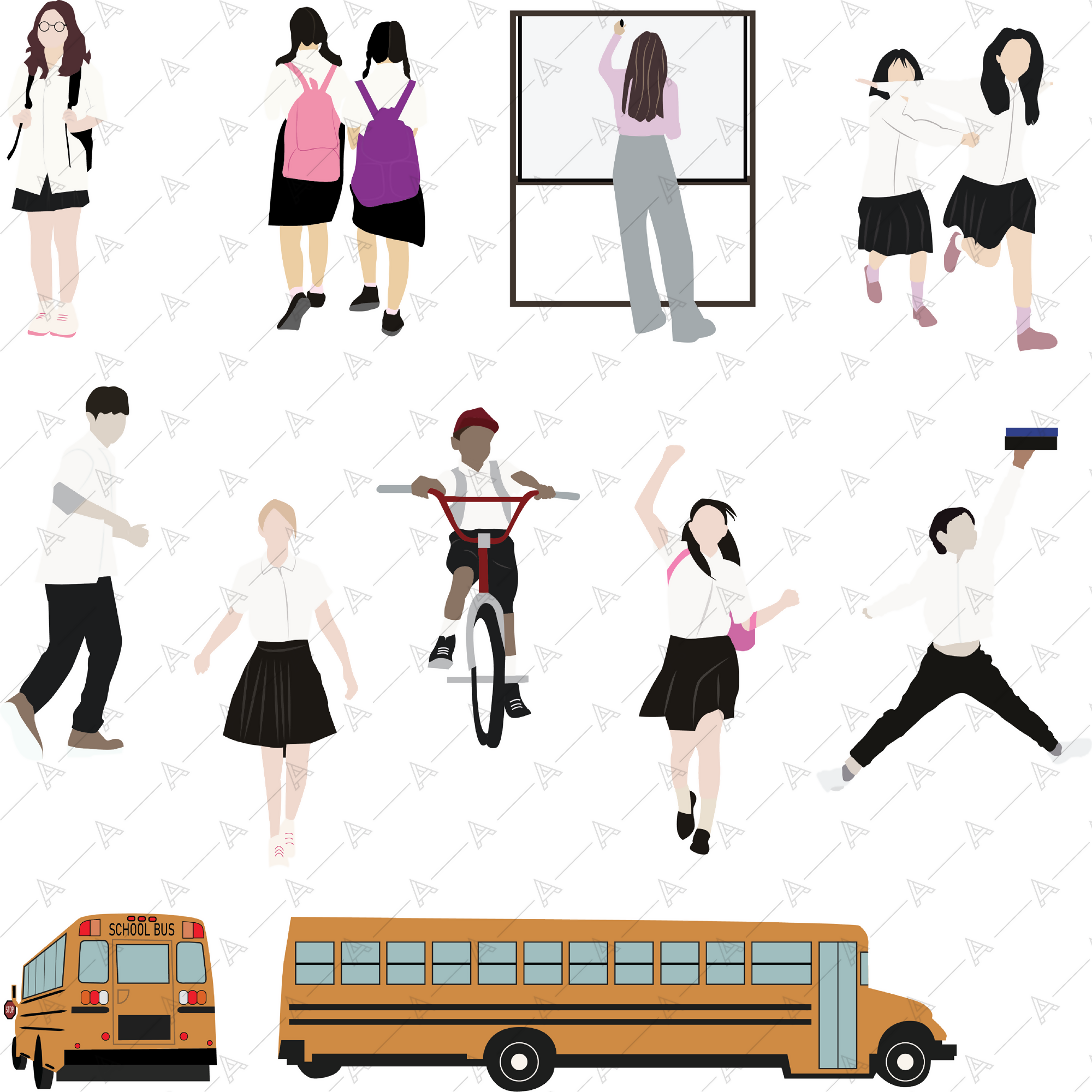 School Kids Cutout Pack — cutout pack for architectural visualisation