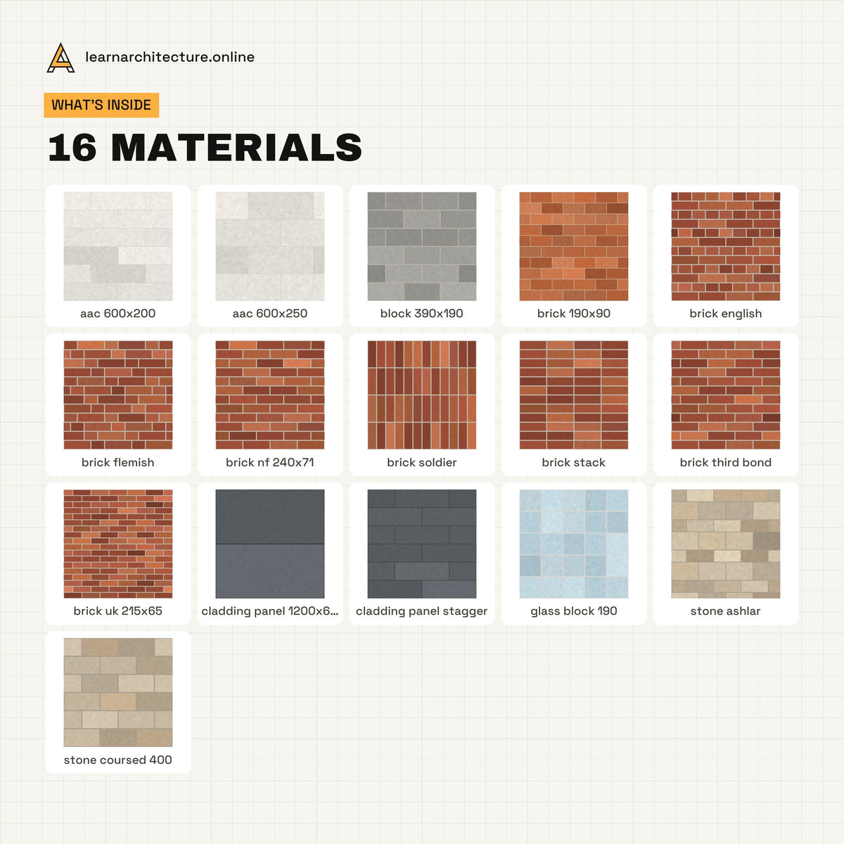 Seamless Masonry & Cladding PBR Textures what's inside