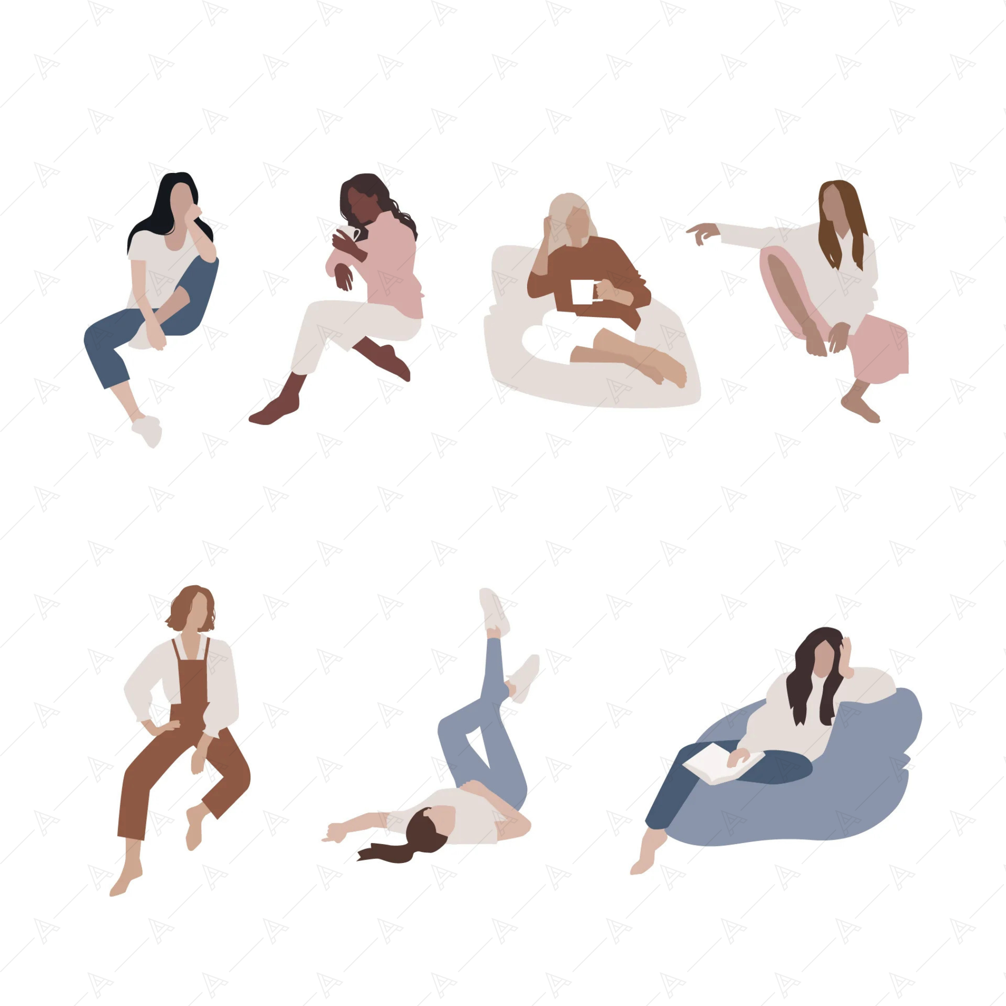 Sitting People Cutout Pack — cutout pack for architectural visualisation