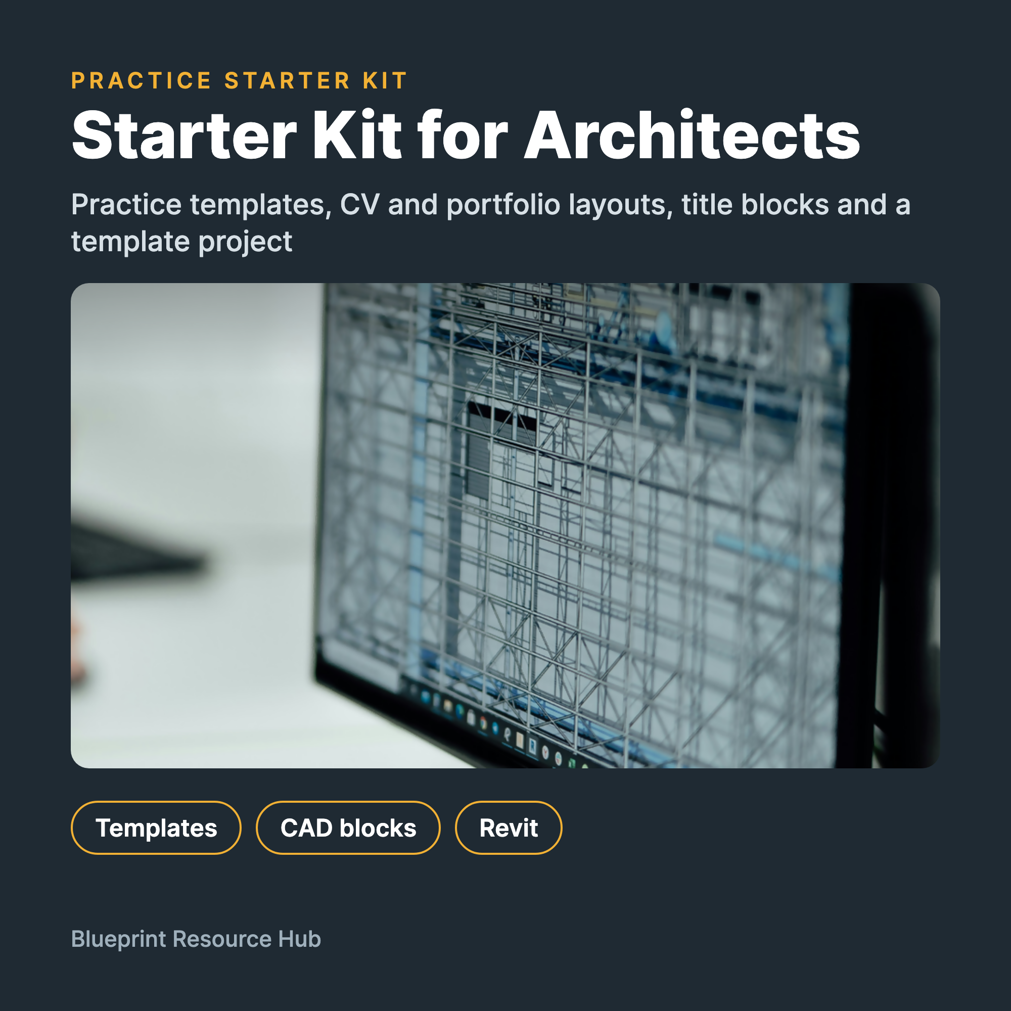 Starter Kit for Architects cover with a BIM model on a monitor