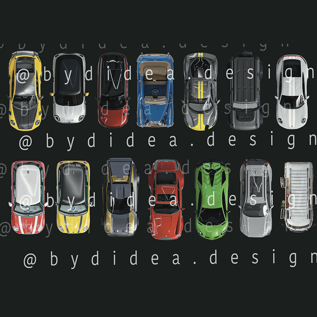 Top View Cars Vehicles — cutout pack for architectural visualisation