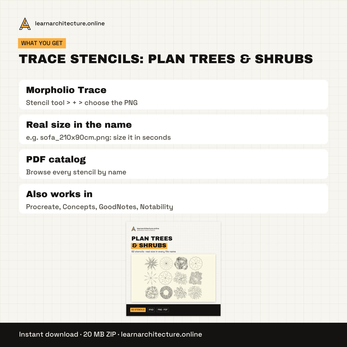 Trace Stencils: Plan Trees & Shrubs files and formats