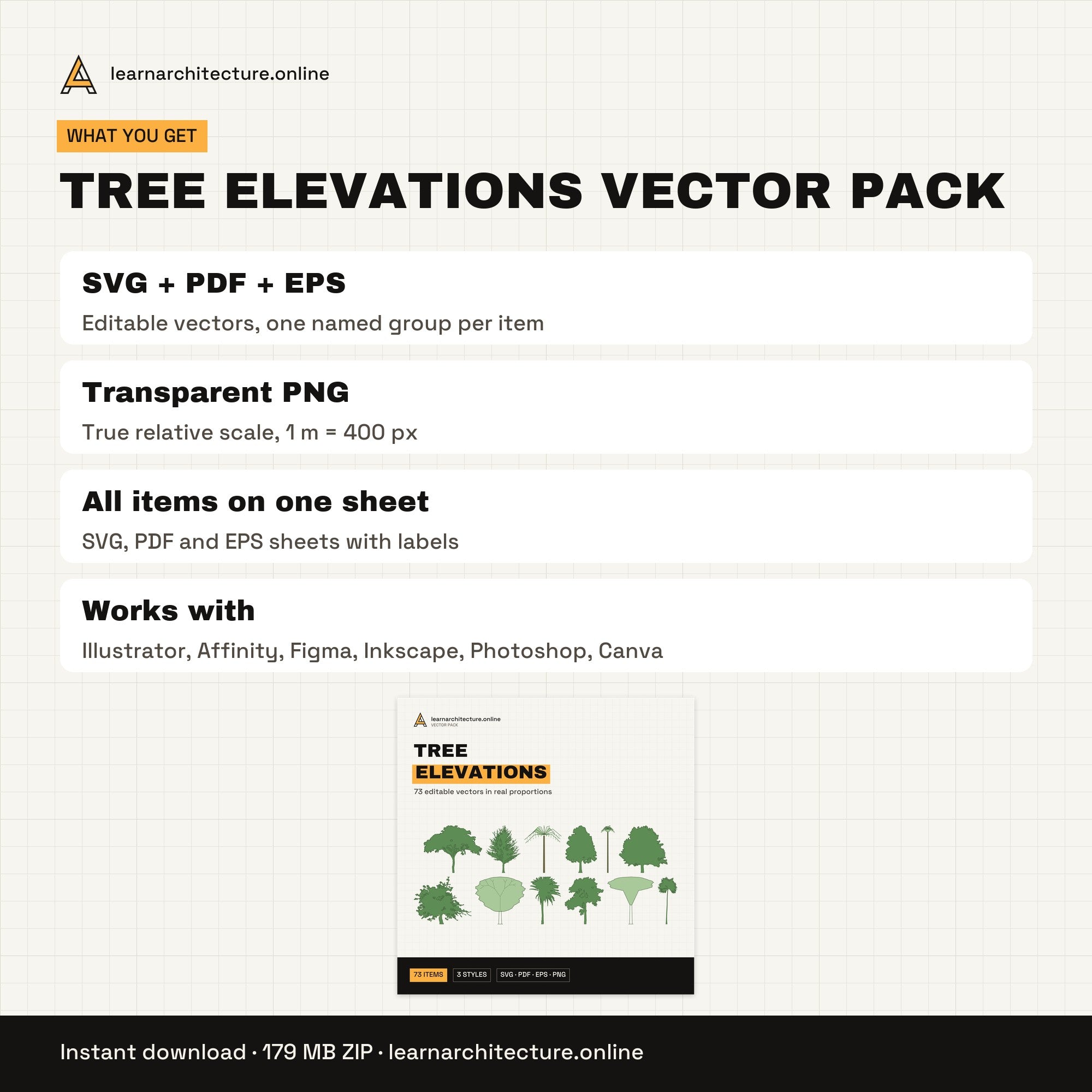 Tree Elevations Vector Pack files and formats
