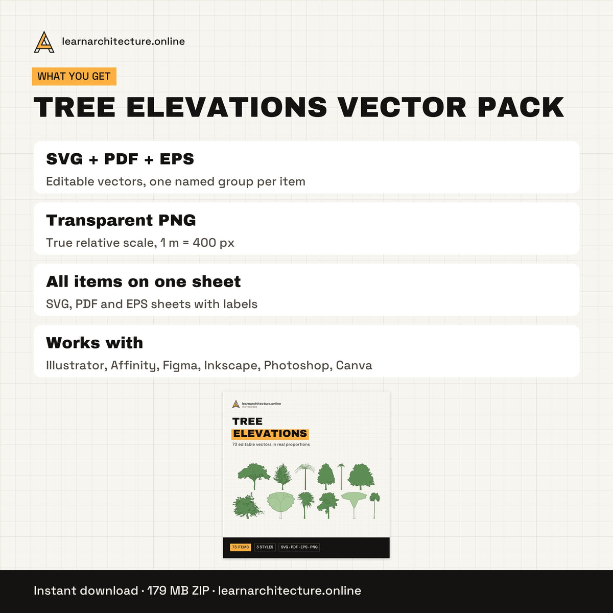 Tree Elevations Vector Pack files and formats