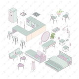 26 Isometric Furnitures Cutout