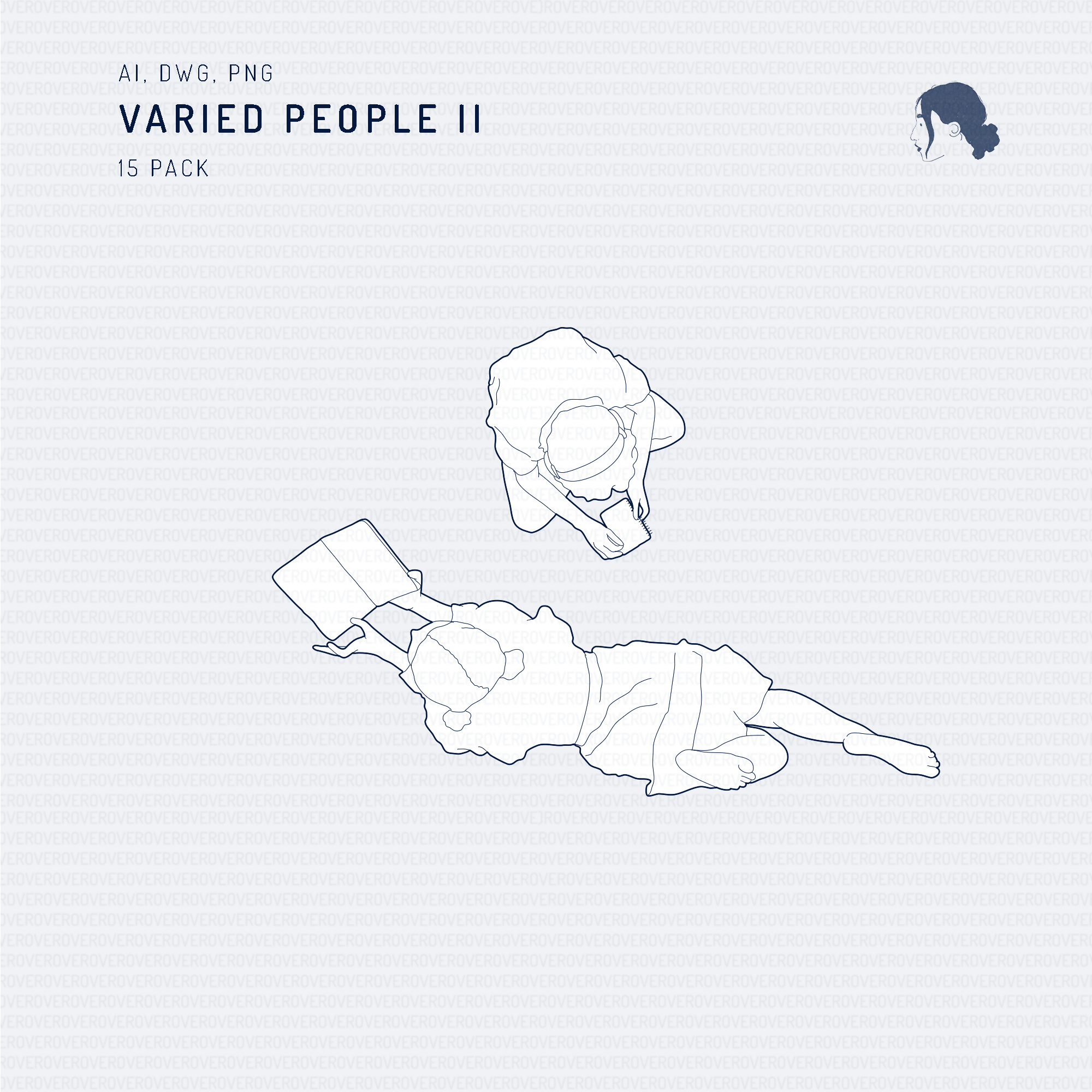 Varied People II — CAD block set for architectural drawings, preview 2 of 5
