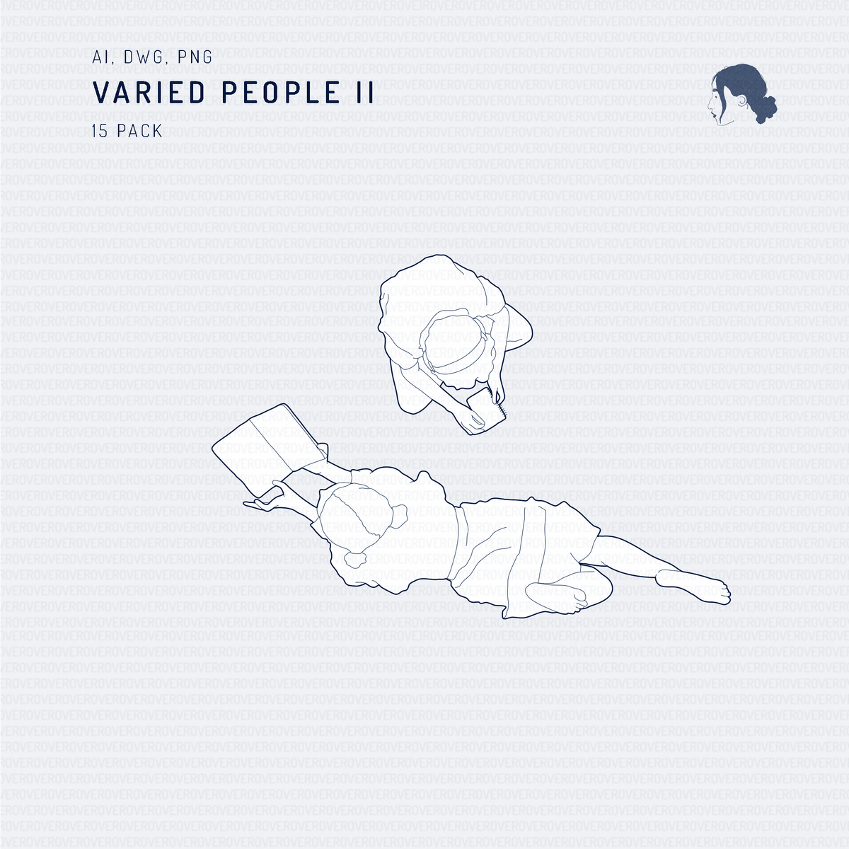 Varied People II — CAD block set for architectural drawings, preview 2 of 5