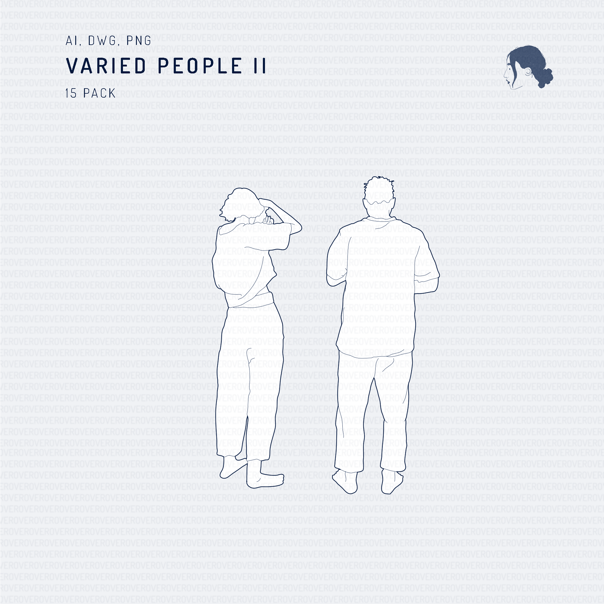 Varied People II — CAD block set for architectural drawings, preview 3 of 5