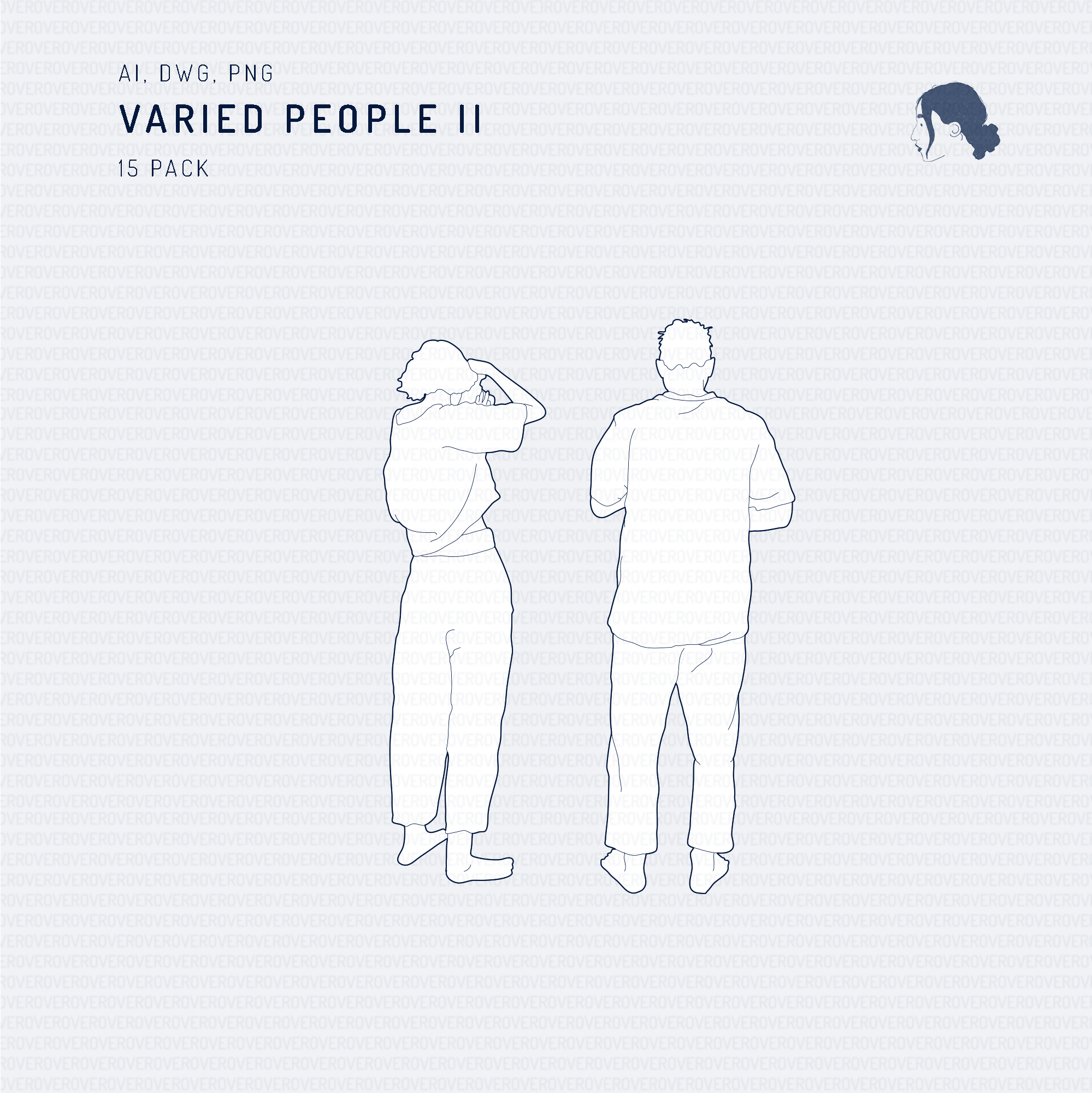 Varied People II — CAD block set for architectural drawings, preview 3 of 5