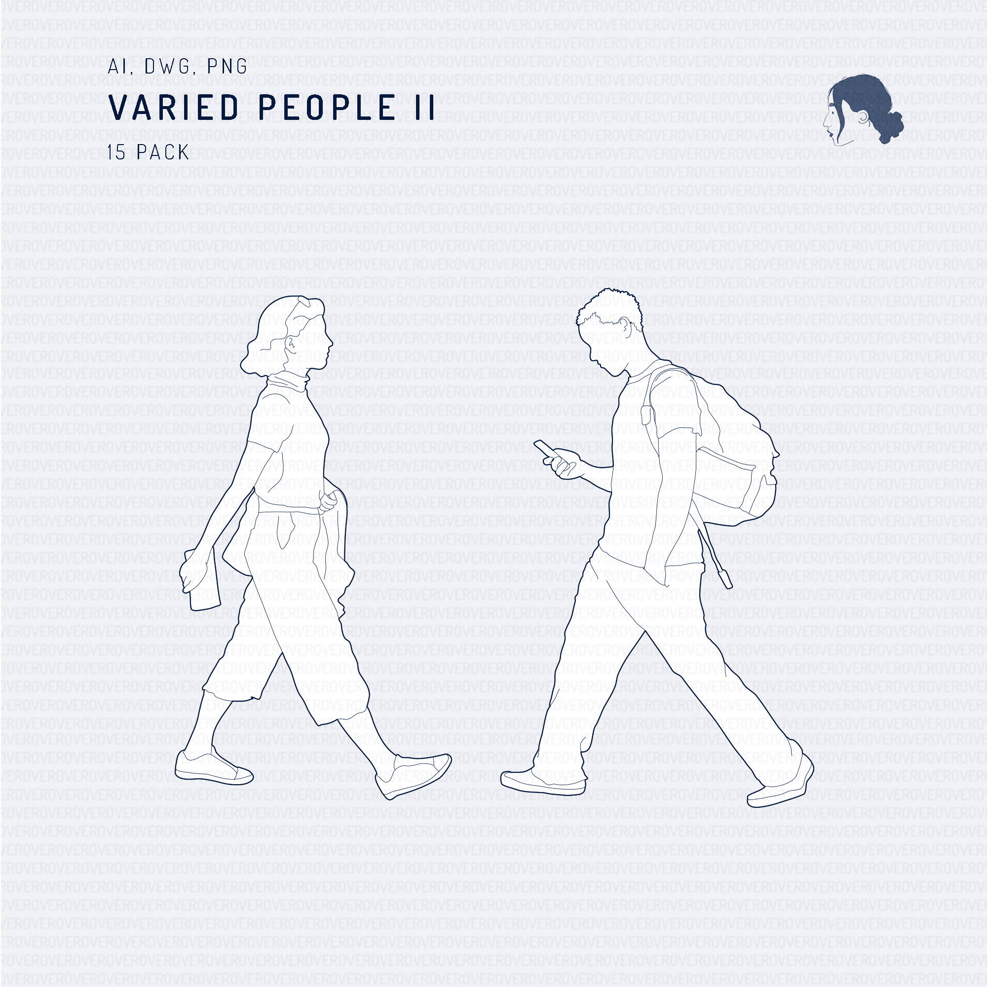 Varied People II — CAD block set for architectural drawings, preview 4 of 5