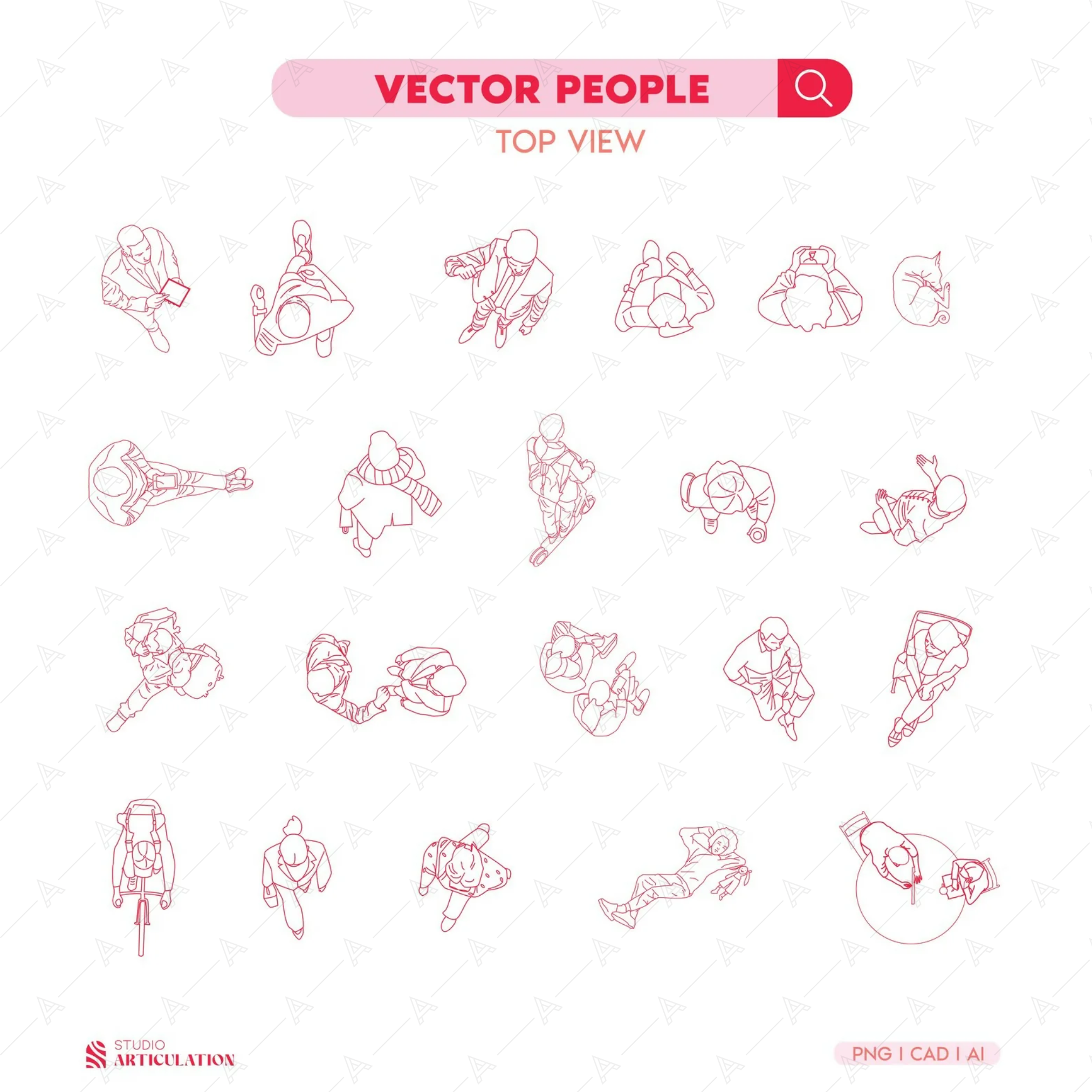 Vector People 1 (Top View) — cutout pack for architectural visualisation